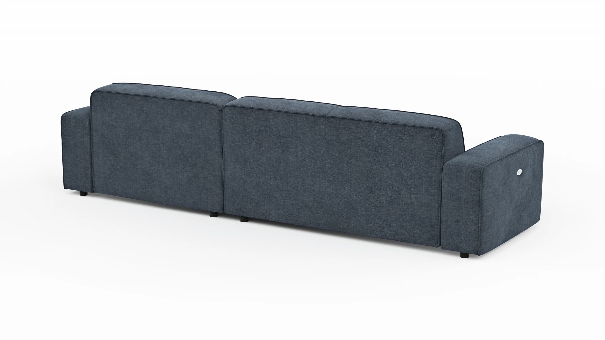 Ecksofa Denver - 2,5-Sitzer mit Longchair rechts, inkl. Sitzvorzug (motorisch), Stoff, Blau