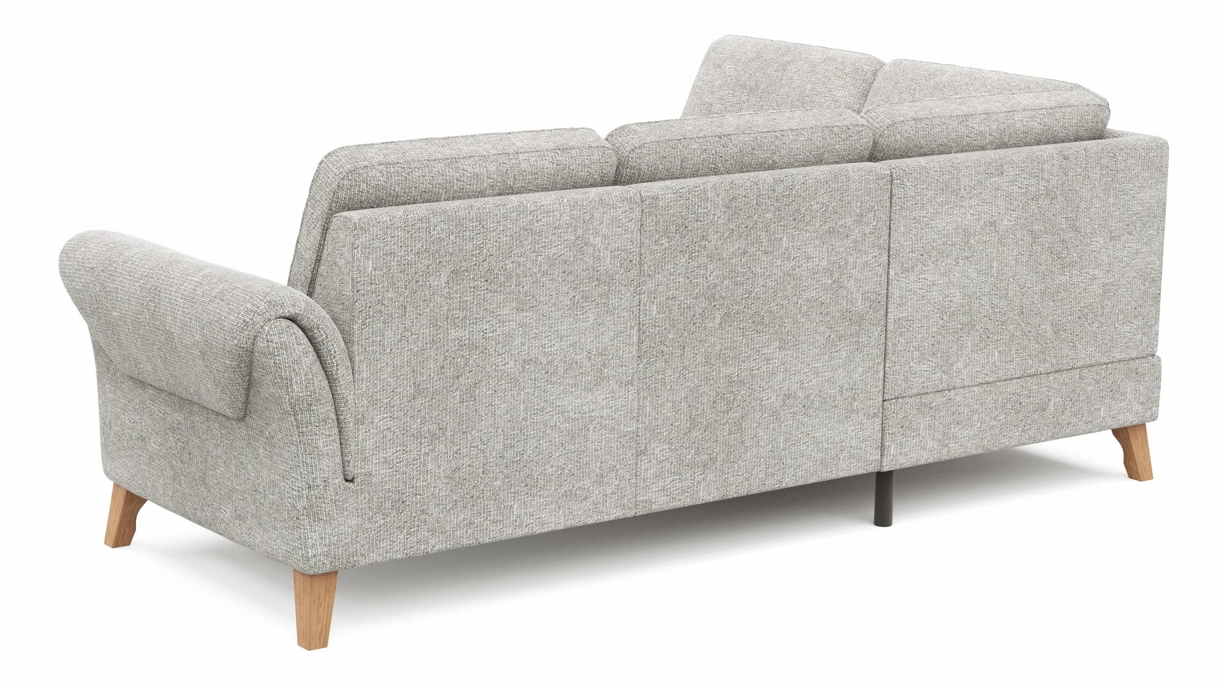 Ecksofa Almyra - Ottomane links mit 2,5-Sitzer, inkl. Schlaffunktion und Bettkasten, Stoff, Silbergrau