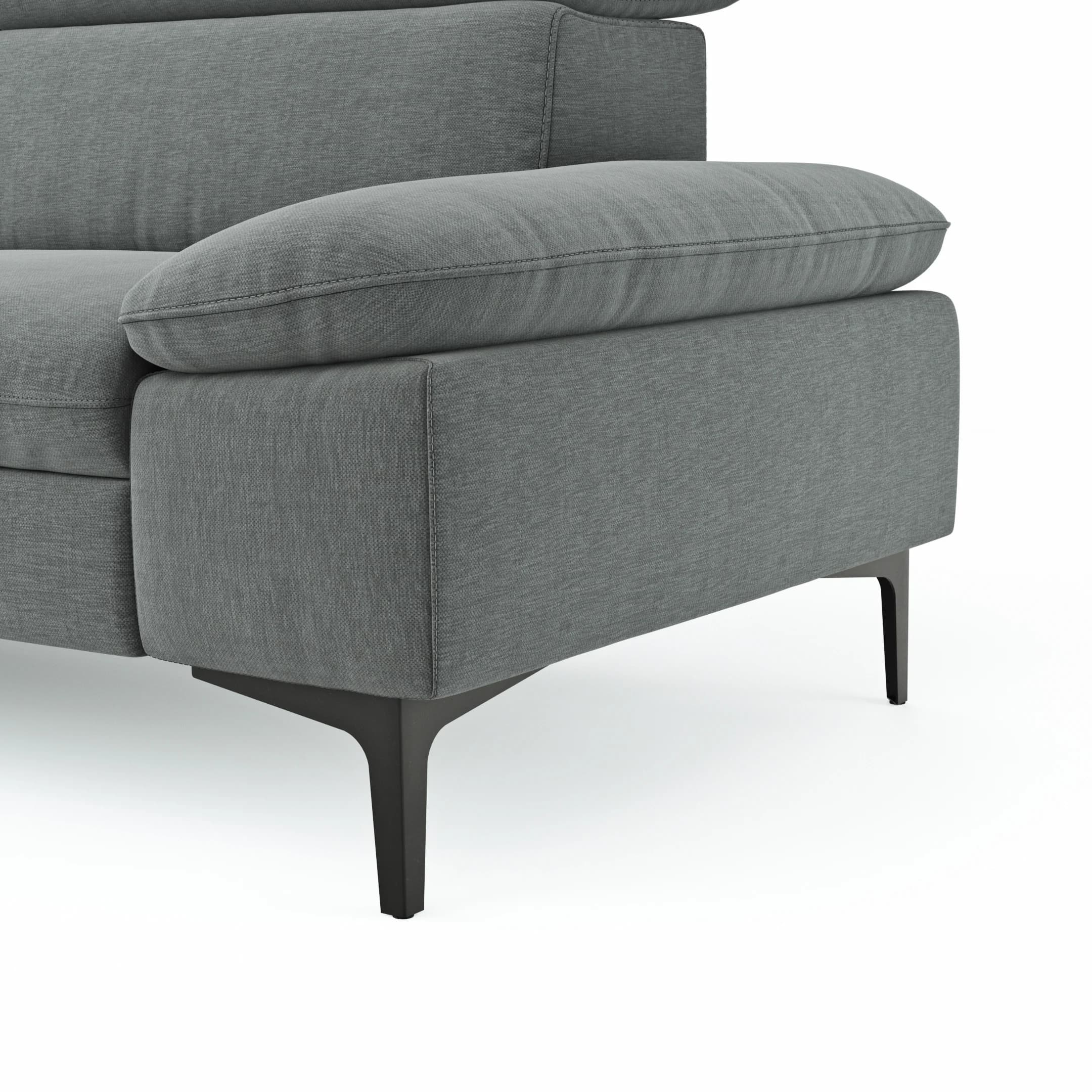 Ecksofa Felipa - Ecke links mit 2,5-Sitzer inkl. Kopfteil verstellbar, Stoff, Grau