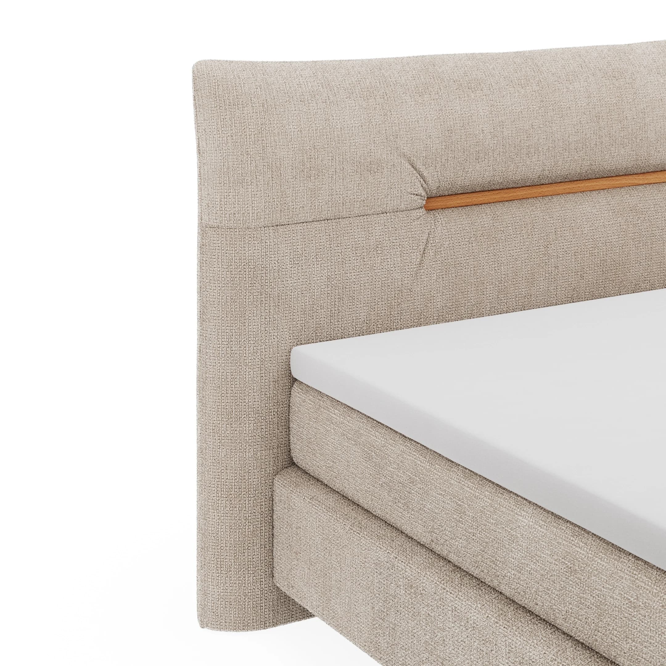 Boxspringbett Alpin - Liegefläche ca. 160x200cm, Stoff, Graubeige
