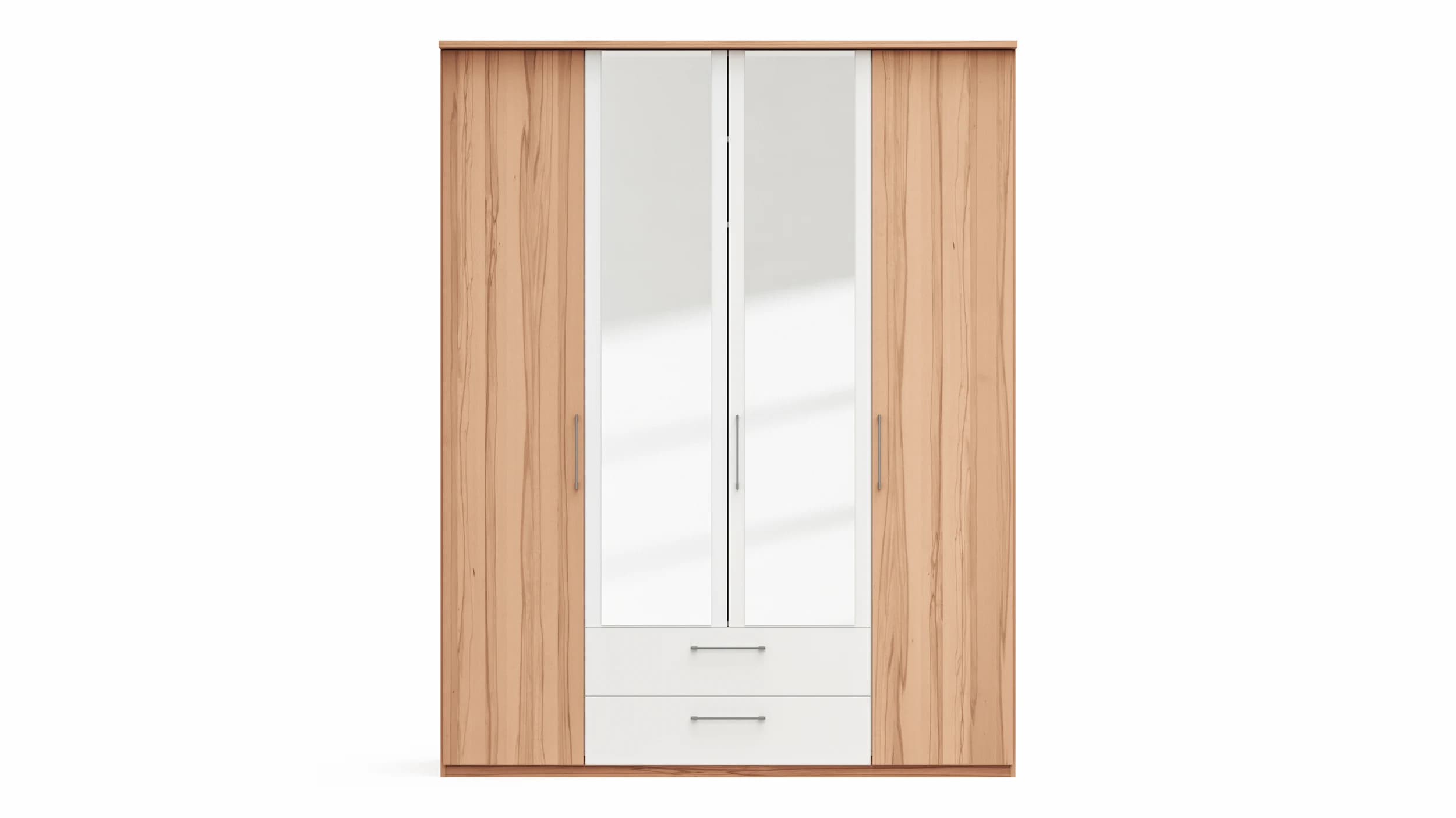 Drehtürenschrank Viana - B. ca. 180 cm, Furnier, Kernbuche, Weiß