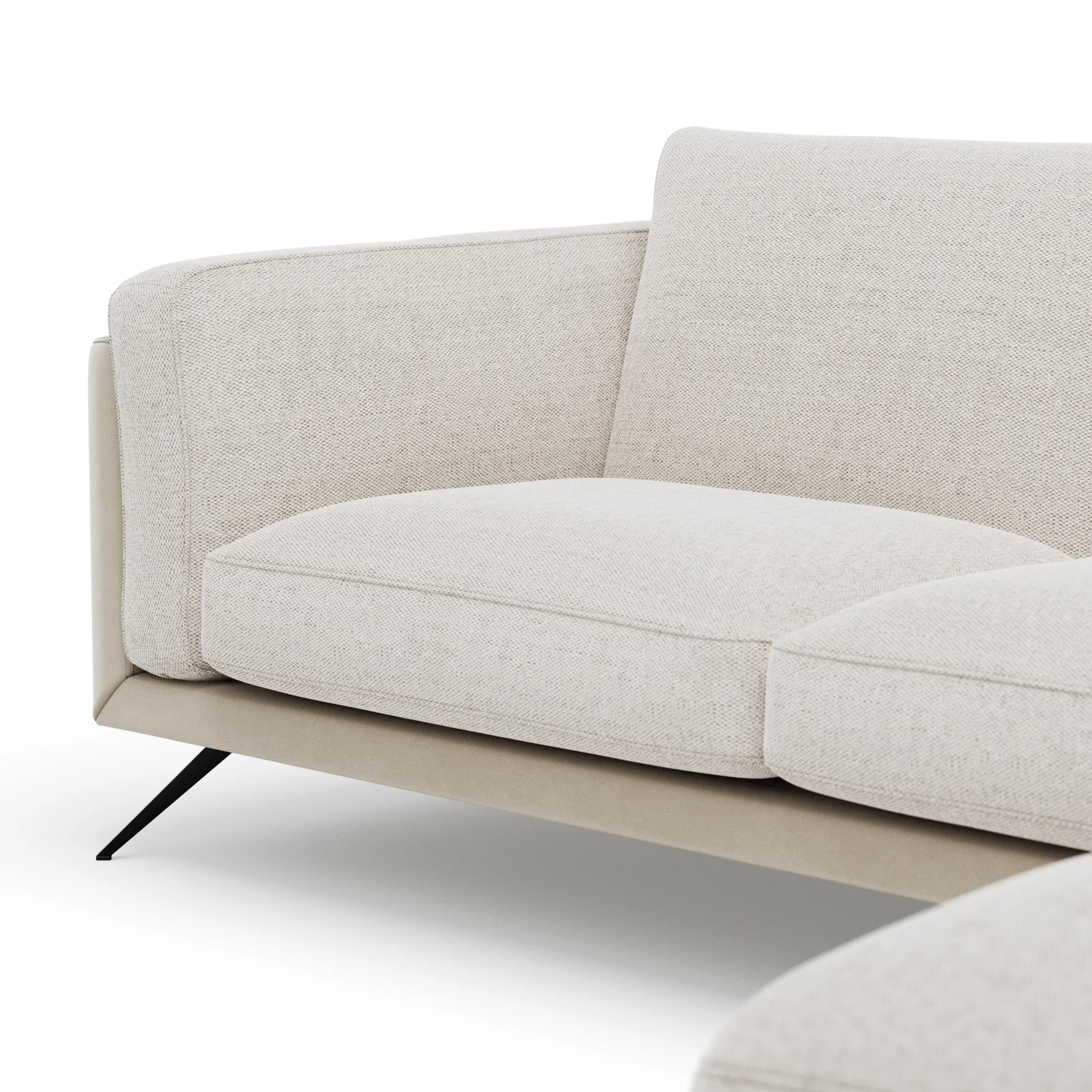 Ecksofa Valdemoro - 2,5-Sitzer mit  Longchair rechts inkl. Rückenlehne verstellbar, Stoff, Creme