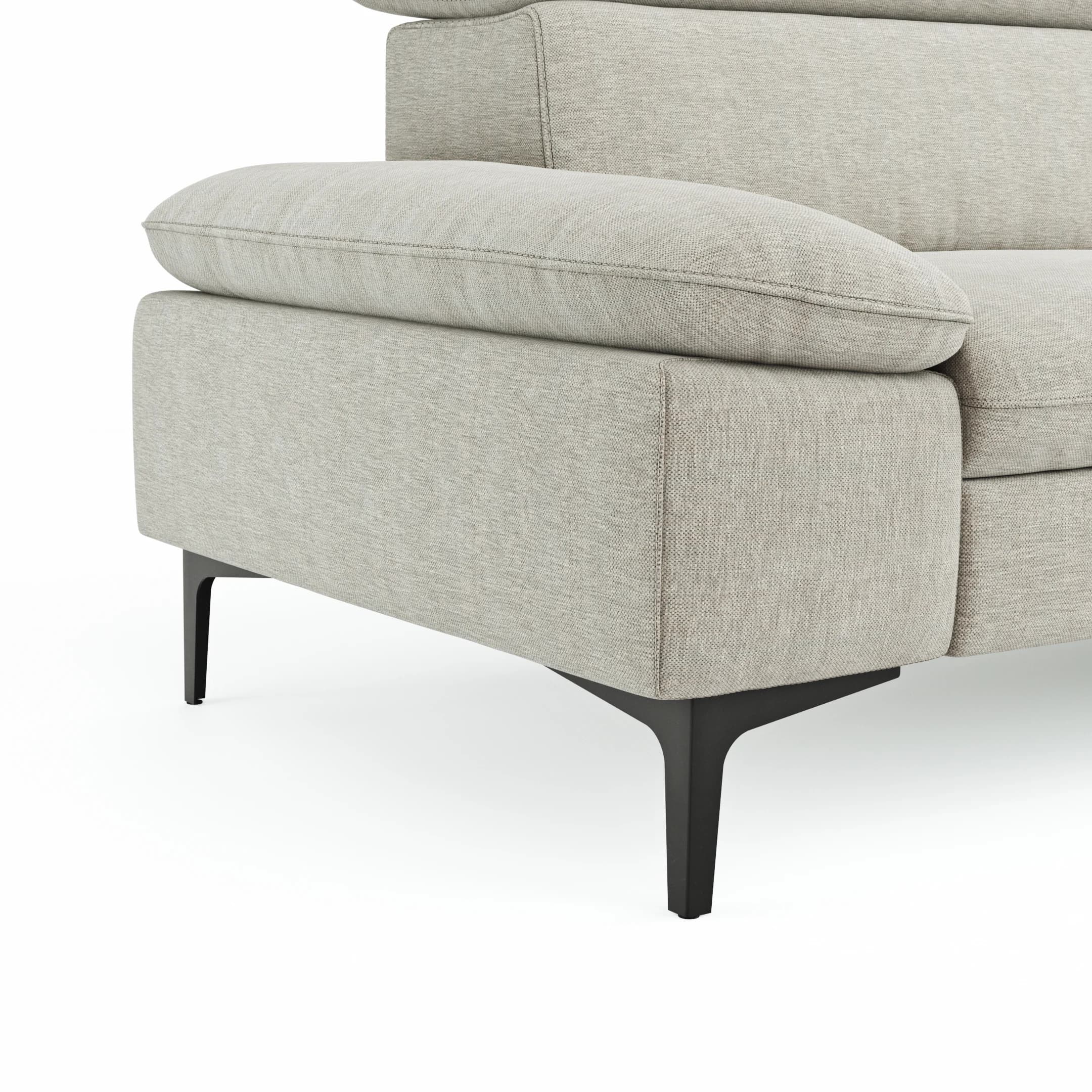 Sofa Felipa - 3-Sitzer inkl. Kopfteil verstellbar, Stoff, Natur