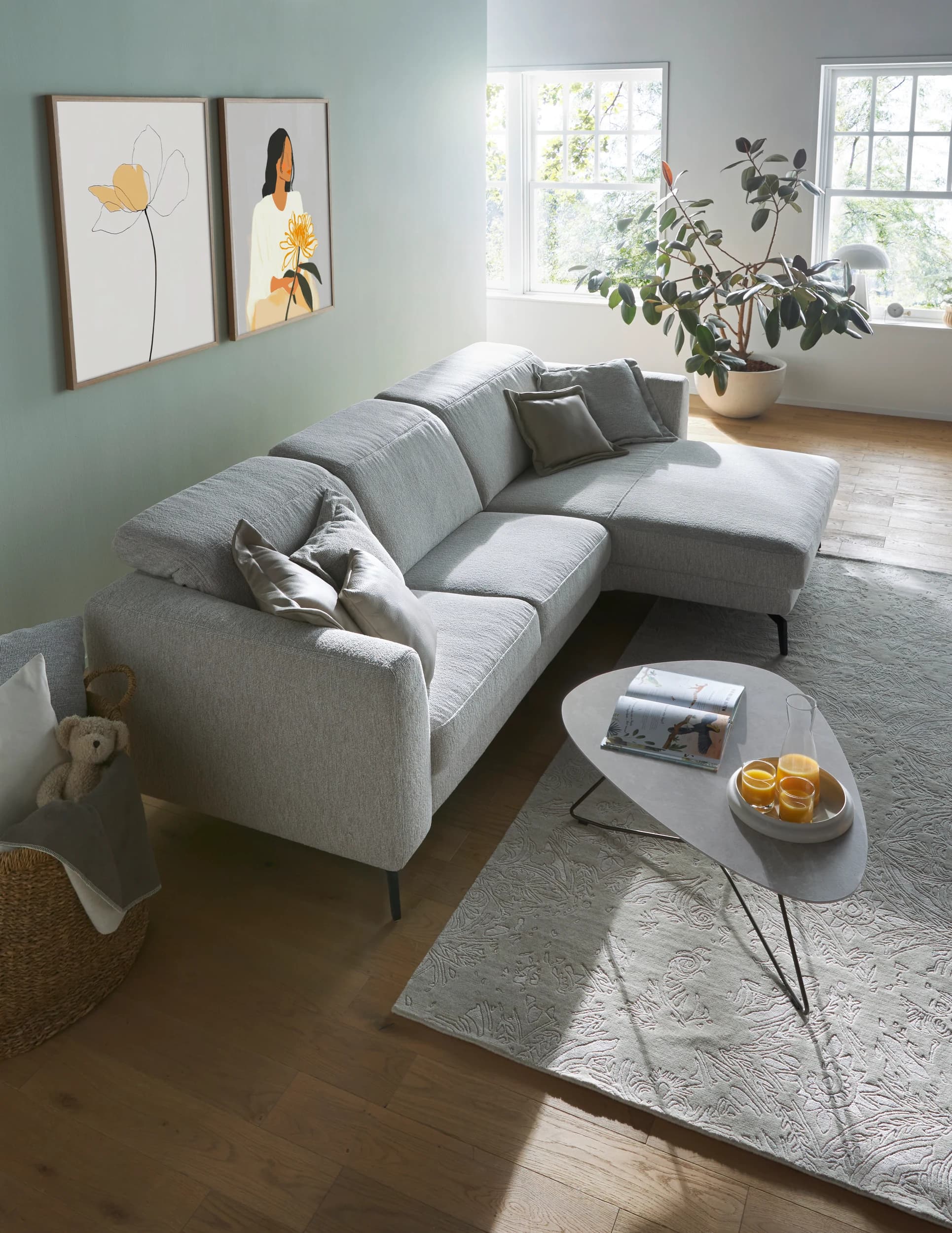Couchtisch Oliva - LBH ca. 100x70x37 cm, HPL, Creme Natur