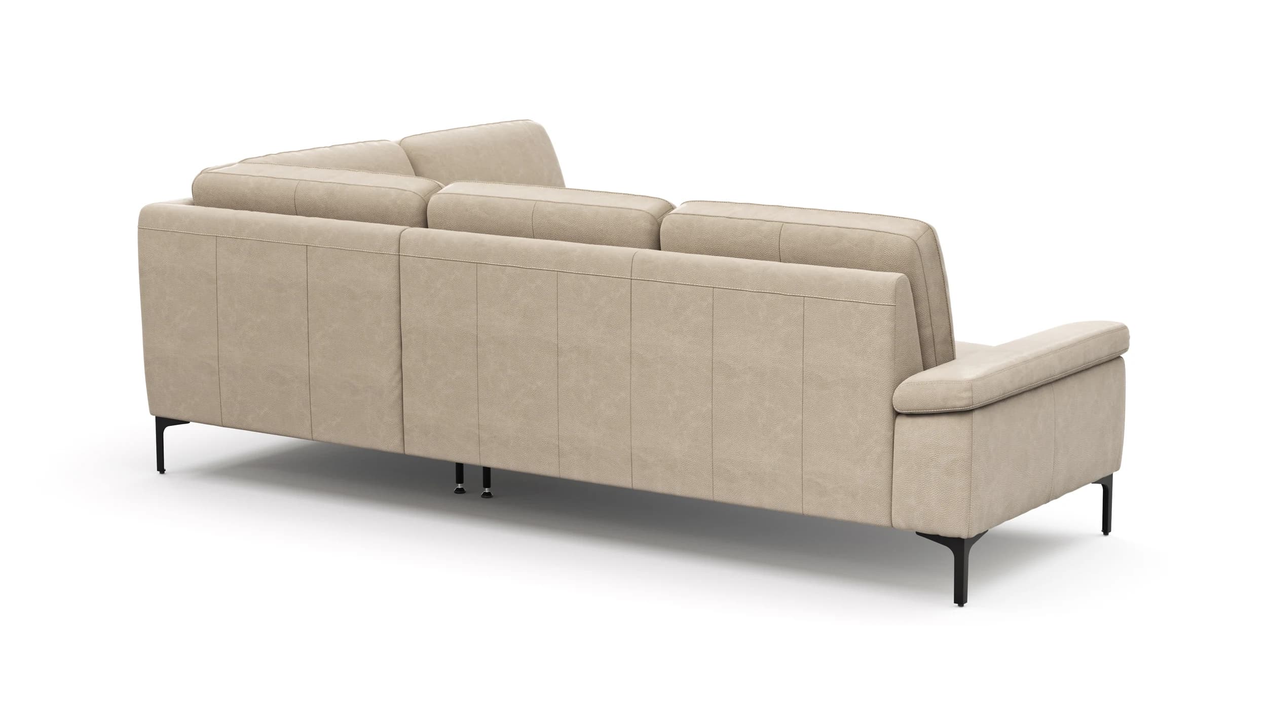 Ecksofa Matero - 2-Sitzer mit Ecke rechts, Leder, Taupe