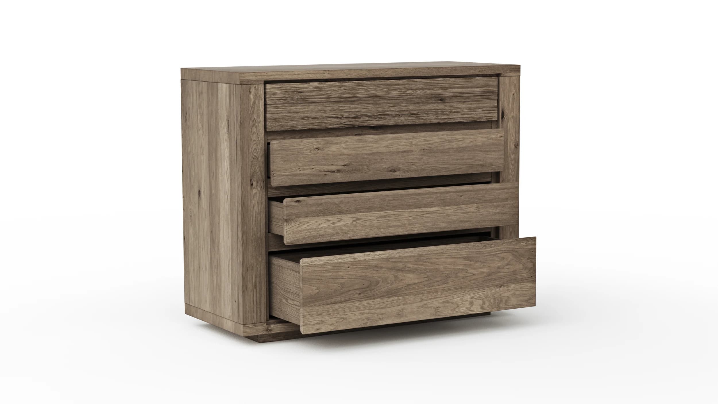 Kommode Bakersfield - obere Schublade geschroppt, Asteiche massiv, barrique