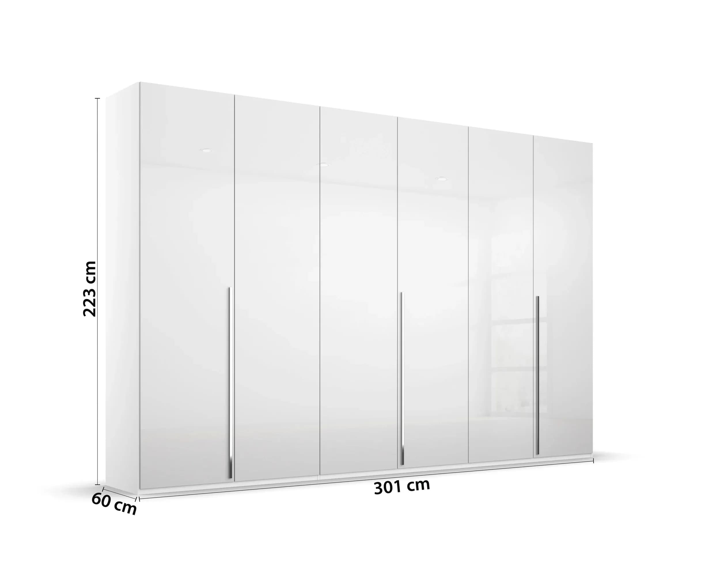 Drehtürenschrank - B. ca. 301 cm, Hochglanz Weiß