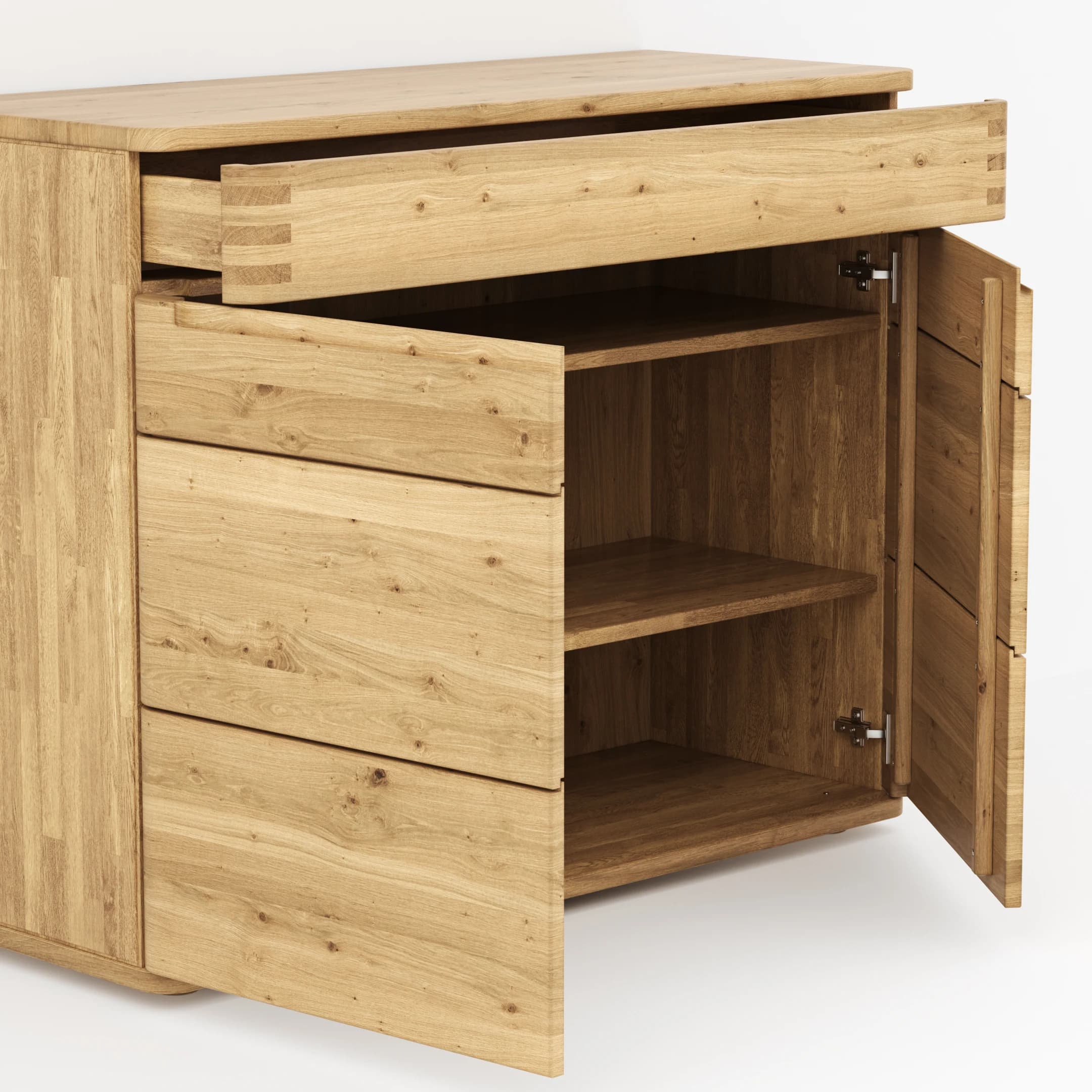 Sideboard Cartago Soft - Wildeiche massiv, bianco geölt