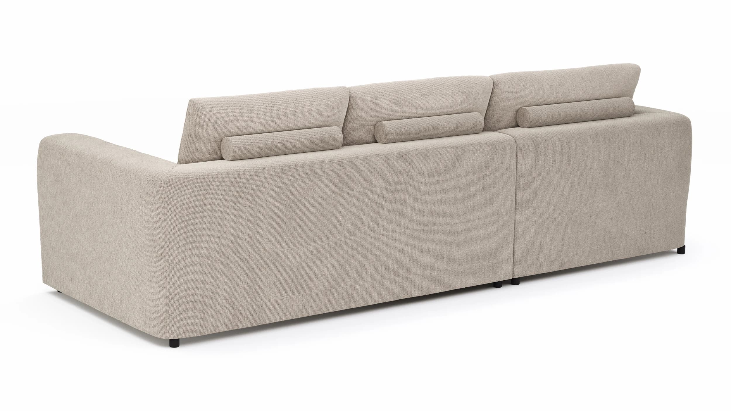 Ecksofa Stormy - Longchair links mit 2,5-Sitzer, Stoff, Creme