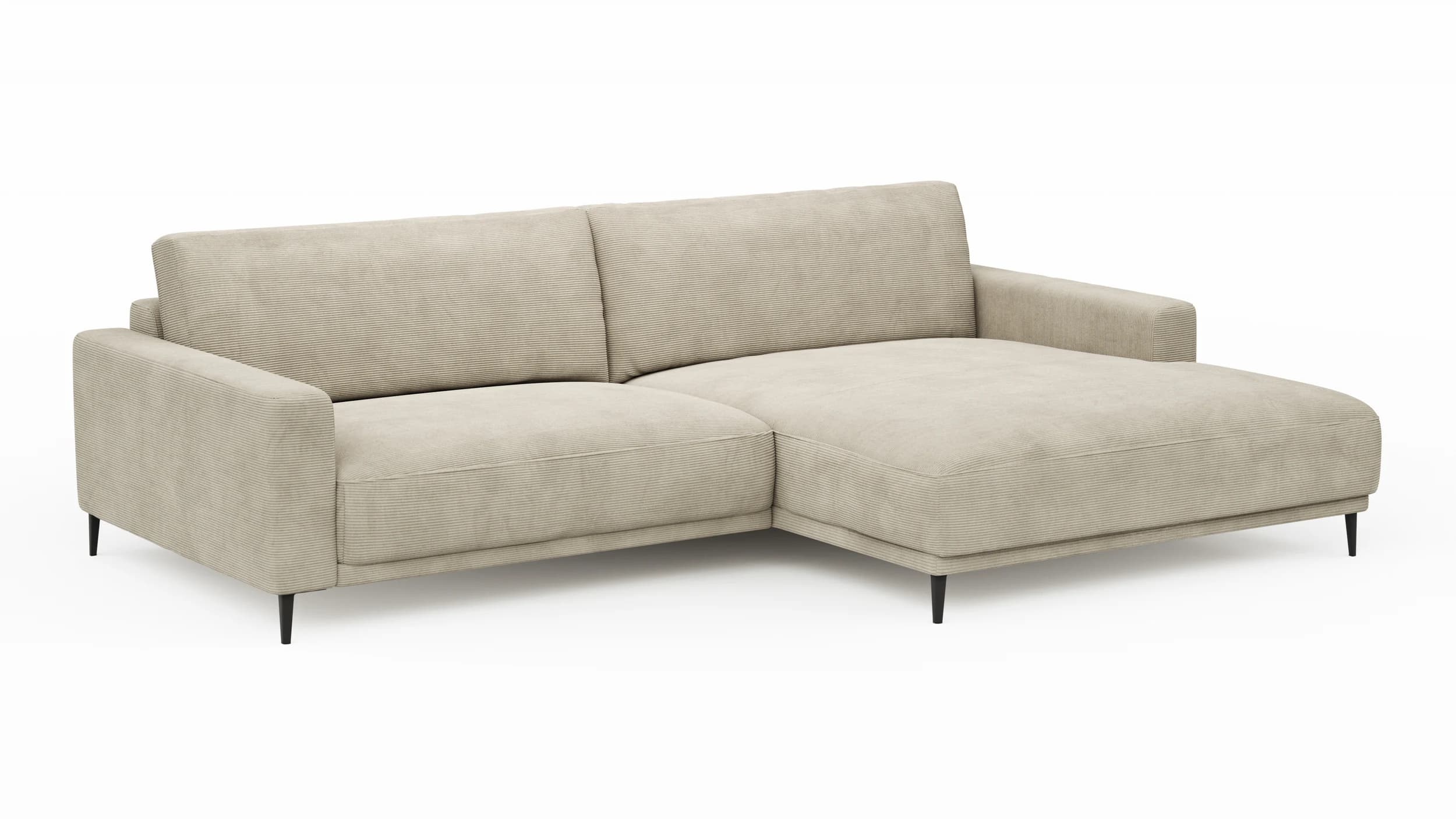 Ecksofa Solero 2.0 - 1,5-Sitzer mit Longchair groß rechts, Stoff, Sand