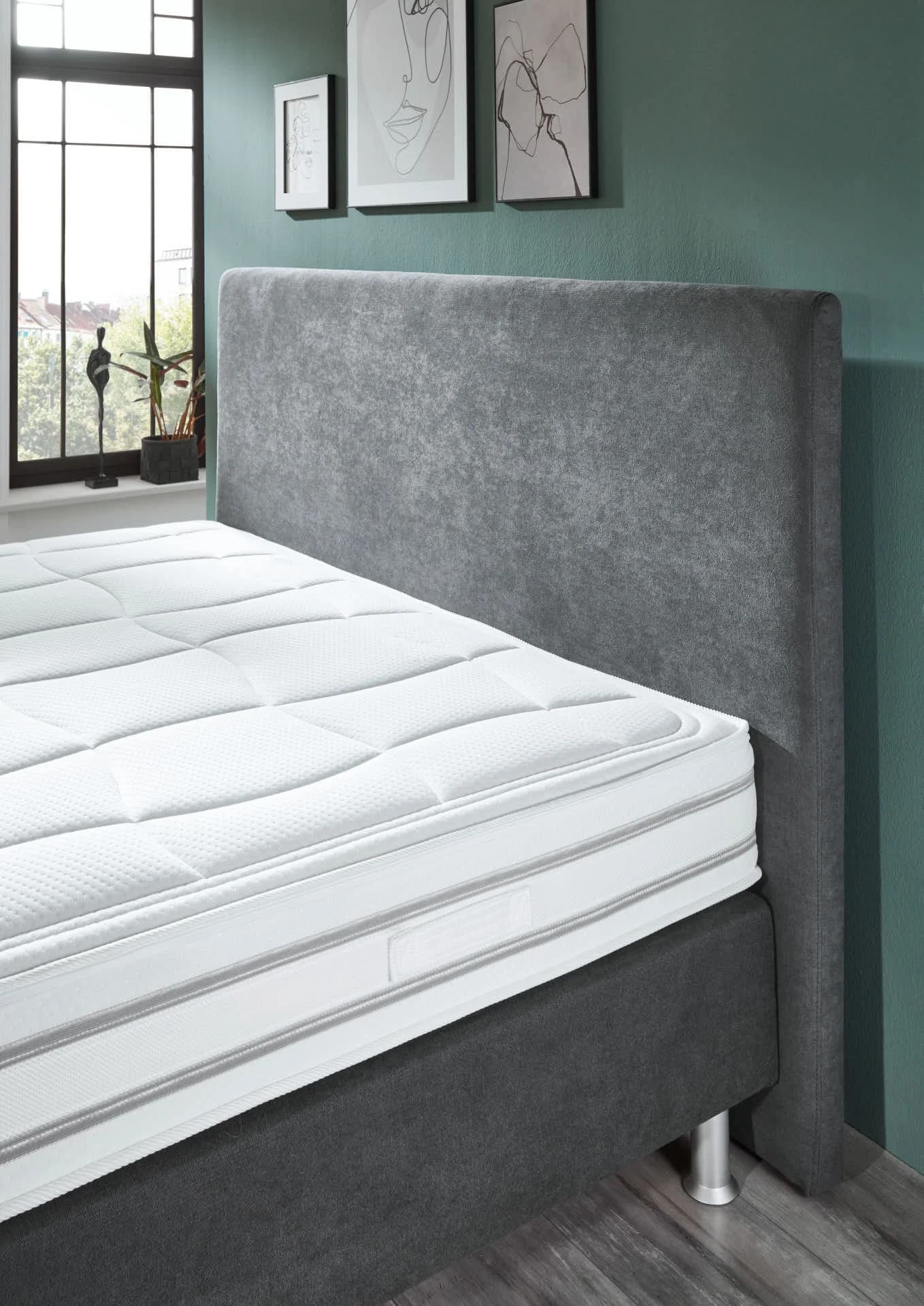 Boxspringbett - Liegefläche ca. 180x200 cm, Stoff, Anthrazit