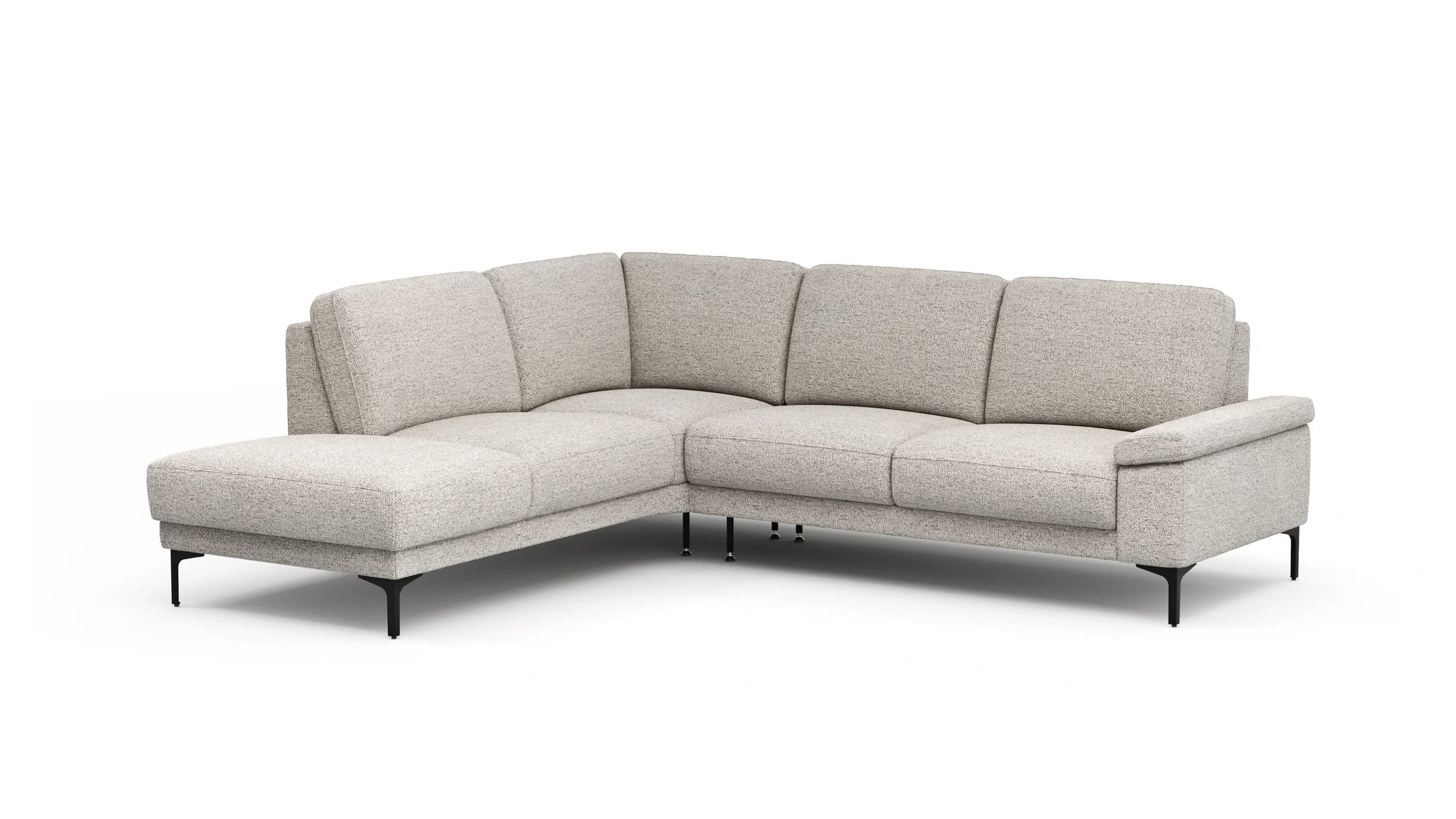 Ecksofa Matero - Ecke mit 2-Sitzer rechts, Stoff, Hellgrau