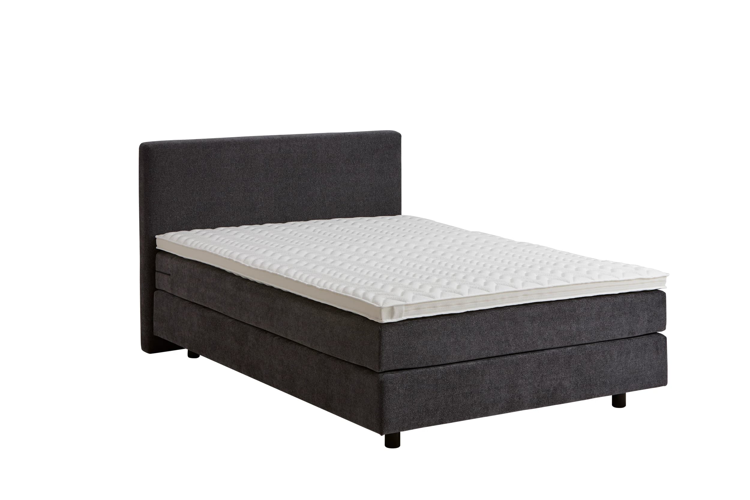 Boxspringbett Valencia - Liegefläche ca. 140x200 cm, Stoff, Anthrazit