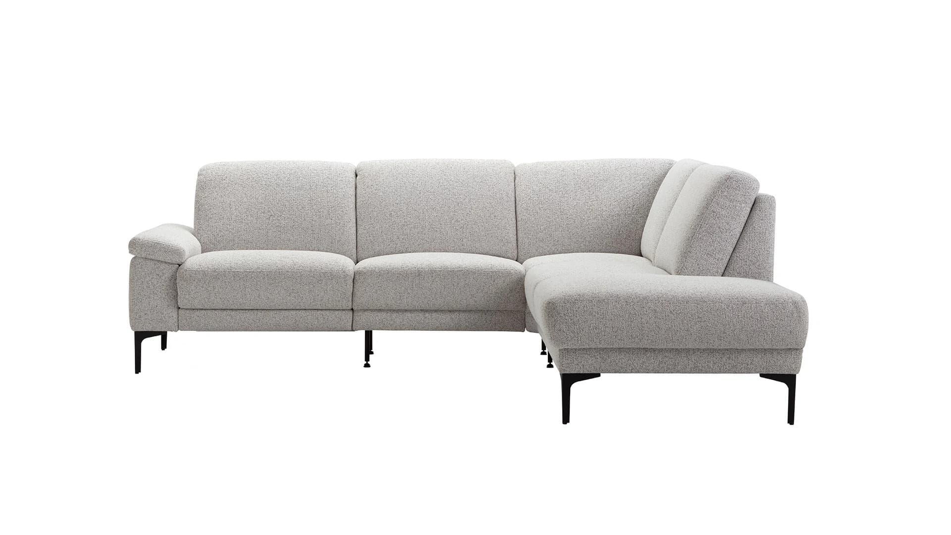 Ecksofa Matero - 2-Sitzer mit Ecke rechts, Stoff, Hellgrau