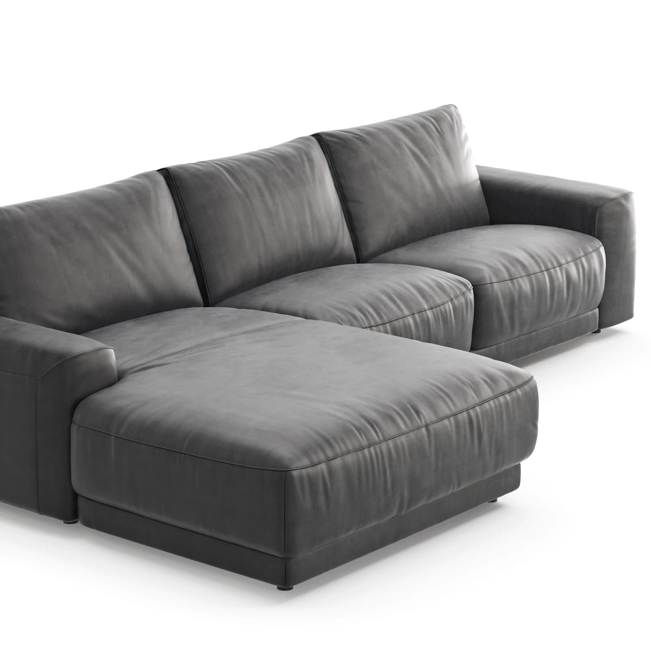 Ecksofa Balok - Longchair groß links mit 2,5-Sitzer, Stoff, Anthrazit