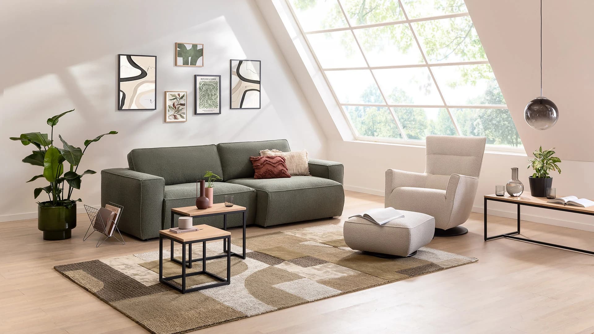 Hocker Lilaia - Stoff, Creme