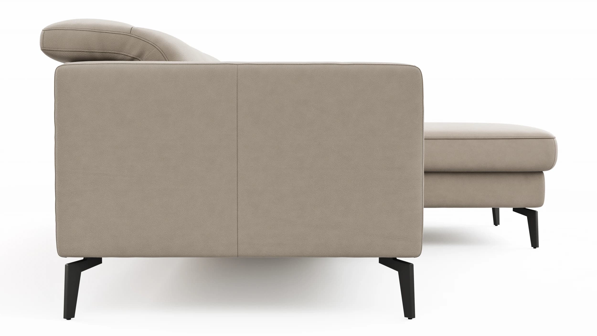 Ecksofa Rafaela 2.0 - 2,5-Sitzer mit Longchair rechts inkl. Sitzvorzug, Kopteilverstellung motorisch und Relaxfunktion motorisch im Longchair, Leder, Champagner