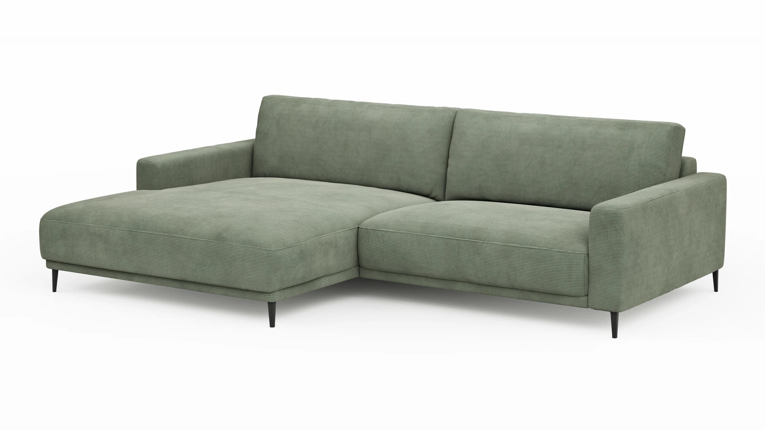 Ecksofa Solero 2.0 - Longchair groß mit 1,5-Sitzer rechts, Stoff, Olivgrün
