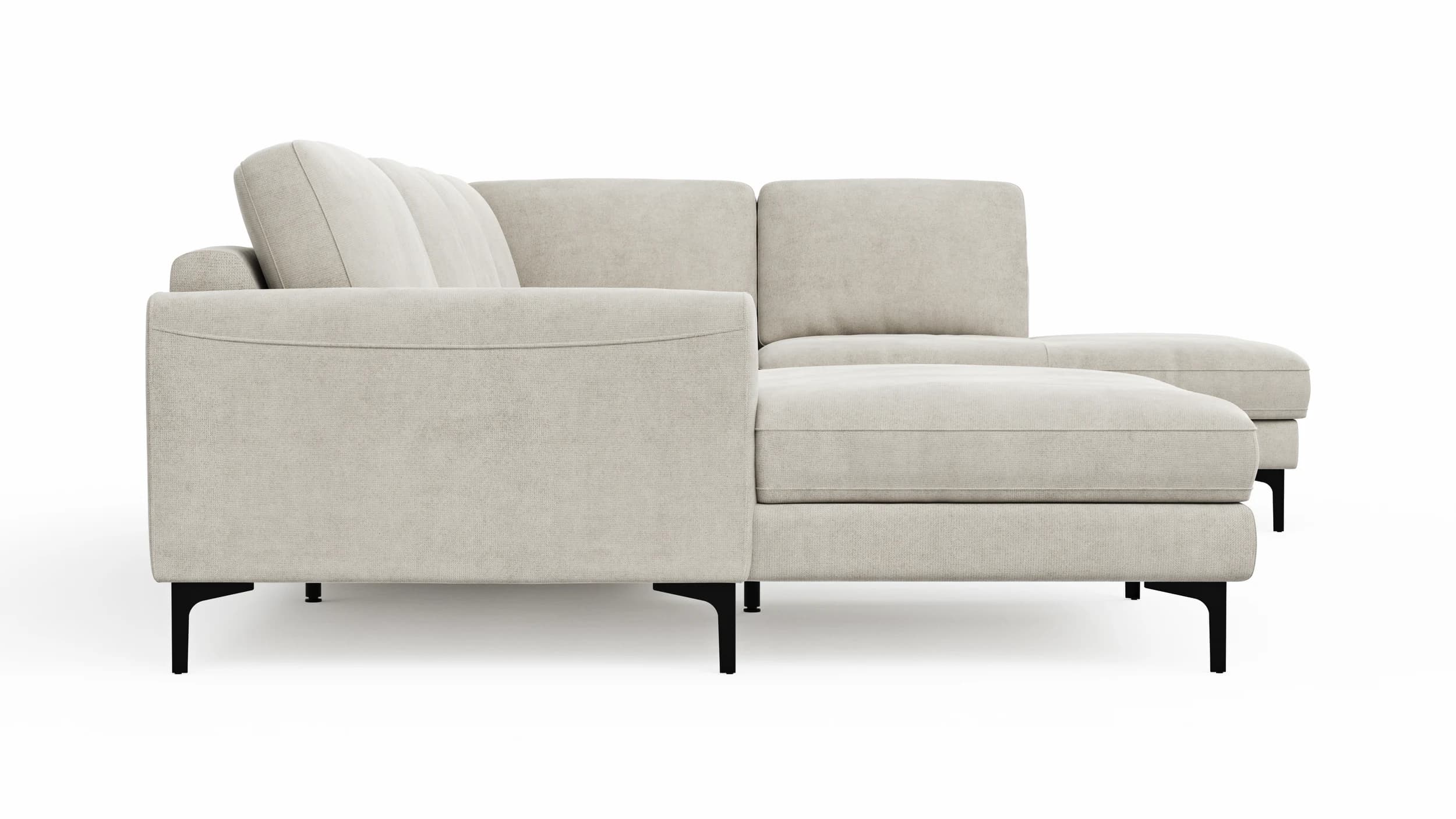 Wohnlandschaft Oviedo - Longchair links mit 2-Sitzer und Ecke rechts, Stoff, Natur