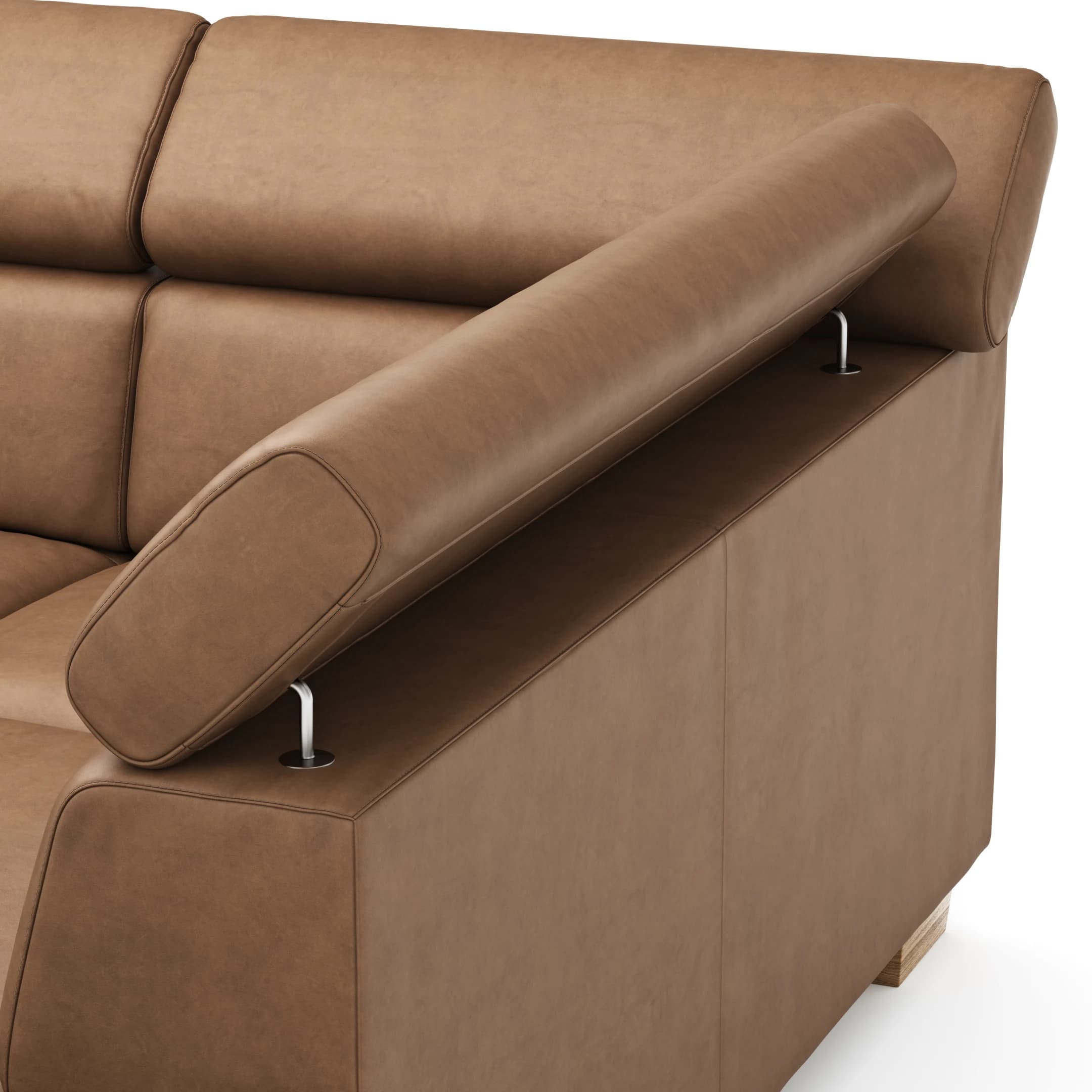Ecksofa Philadelphia - 2,5-Sitzer, Ecke rechts, Kopfteil verstellbar (manuell), Sitzvorzug (motorisch),  Stoff, Braun