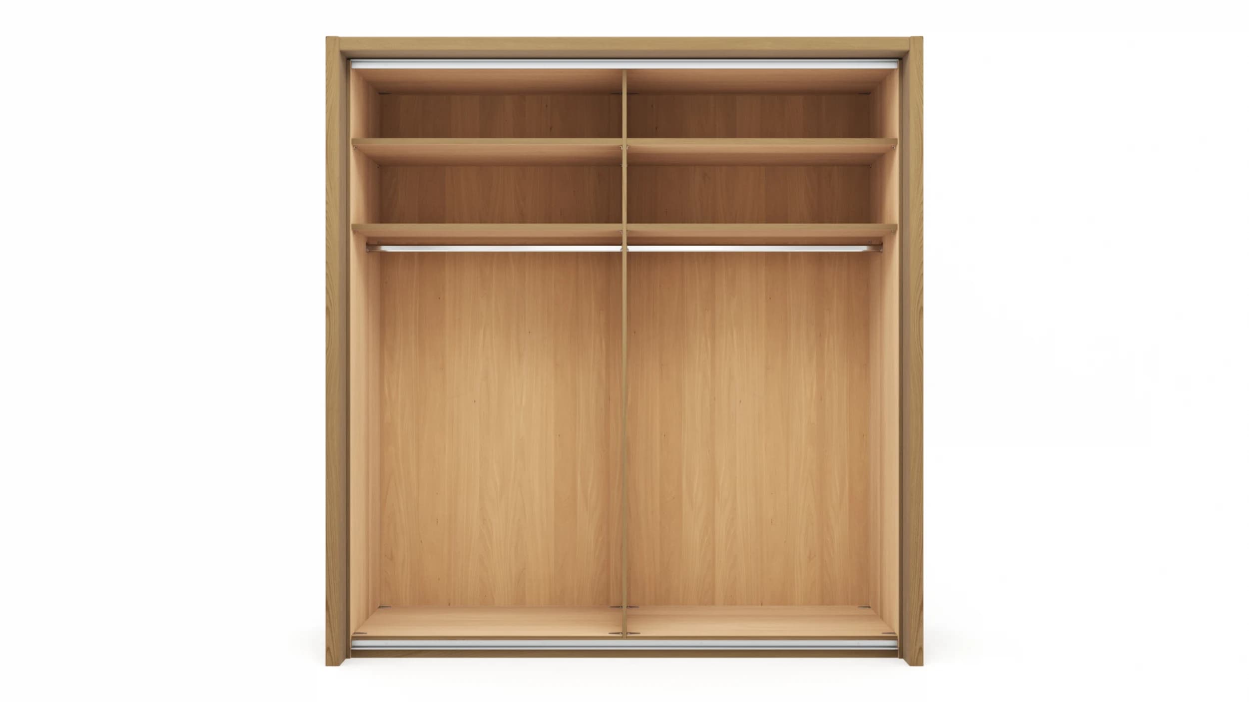 Schwebetürenschrank Lenoso - B. ca. 210 cm, Eiche massiv, Glas Champagner