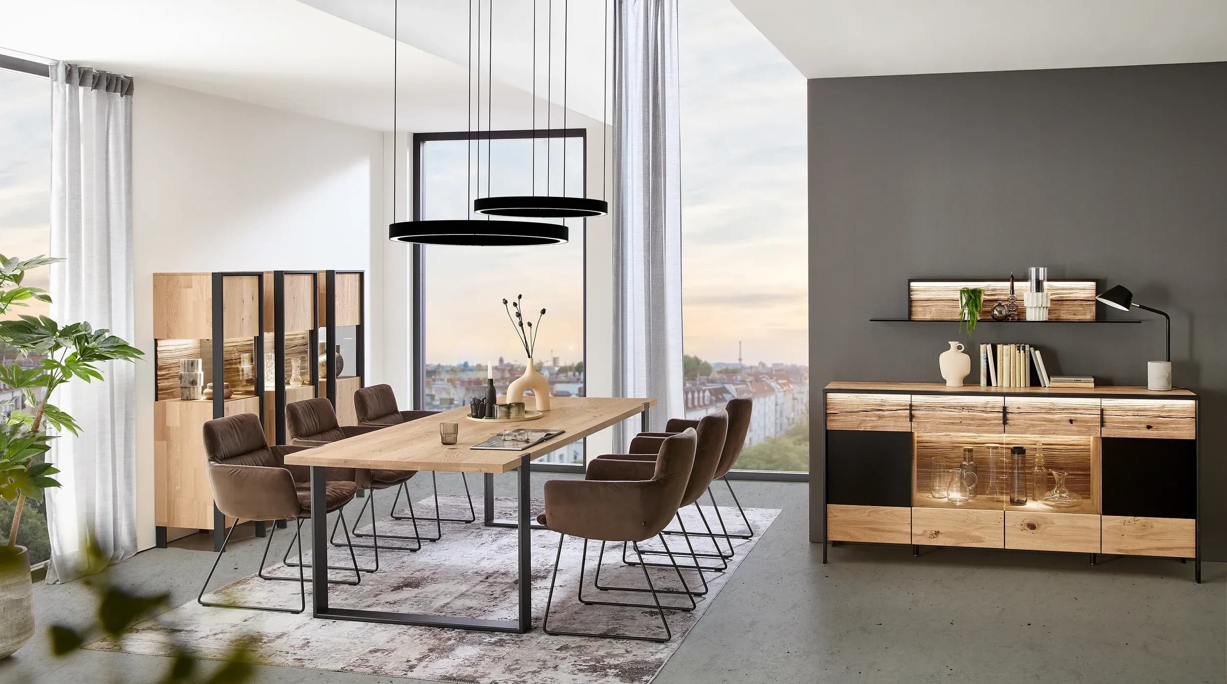 Sideboard mit Beleuchtung - Wildeiche massiv
