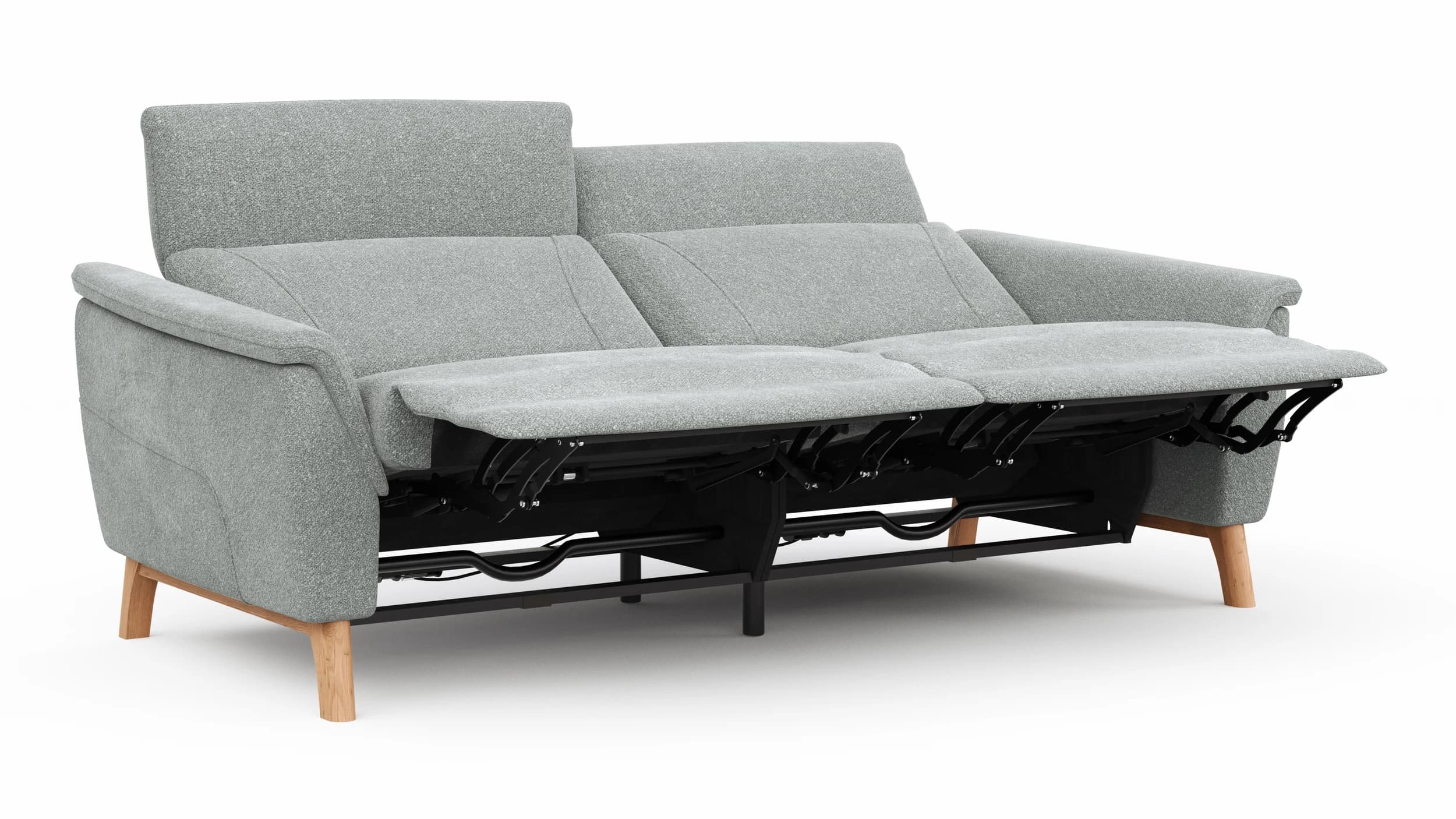 Sofa Nevin - 3-Sitzer, inkl. Relaxfunktion und Kopfteilverstellung (motorisch), Stoff, Silbergrau 