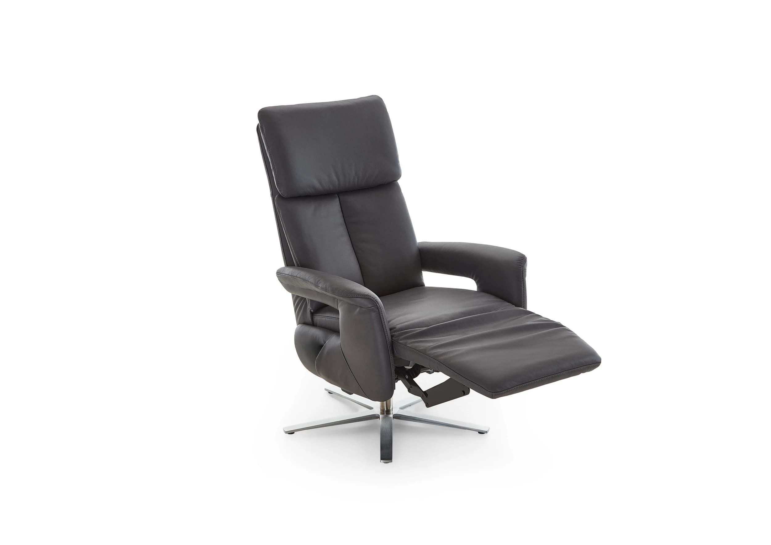 Sessel - Größe M, Relaxfunktion, Leder, Anthrazit