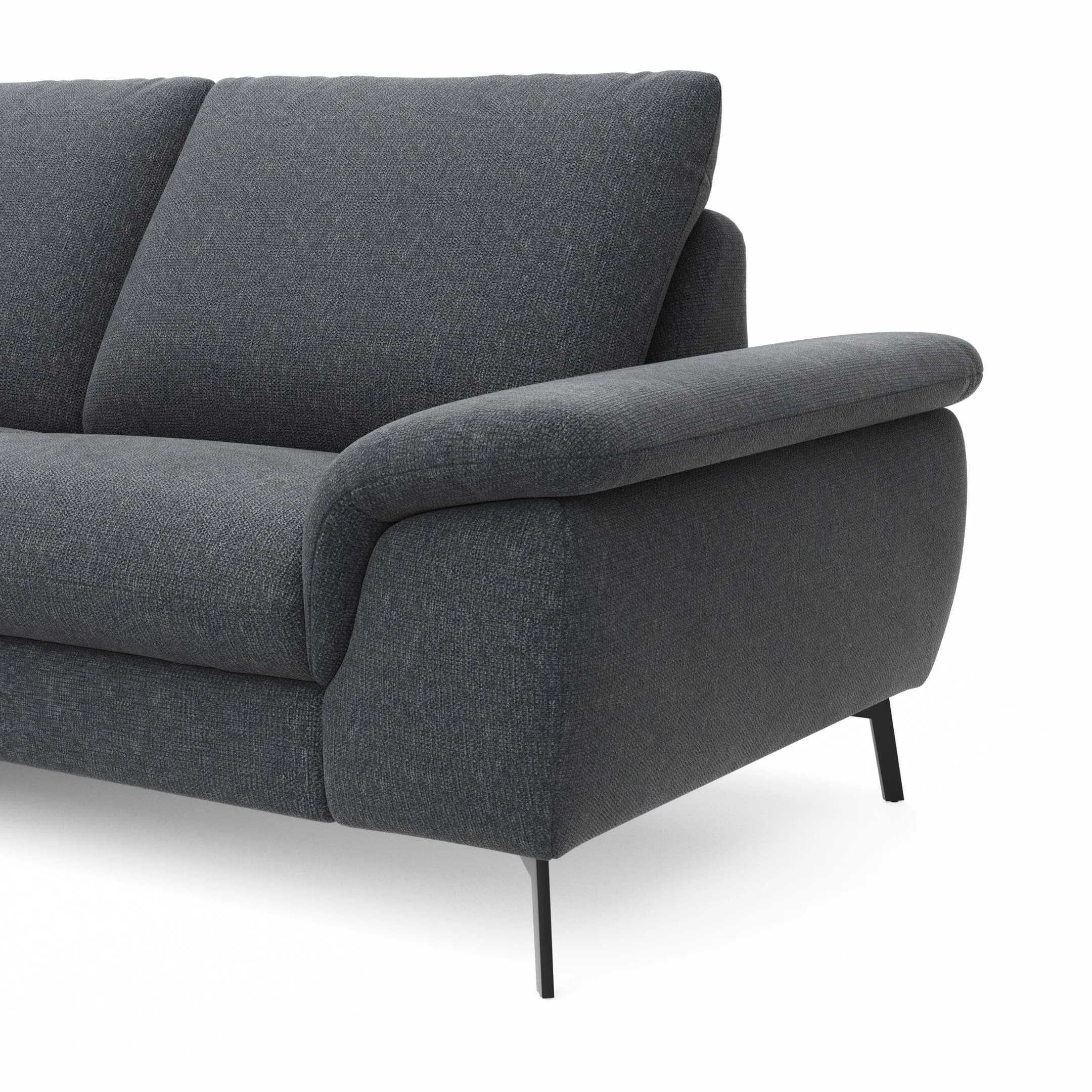 Ecksofa Gotera - Longchair links mit 1,5-Sitzer med. + 1,5-Sitzer med. rechts inkl. Rückenlehne verstellbar, Stoff, Anthrazit