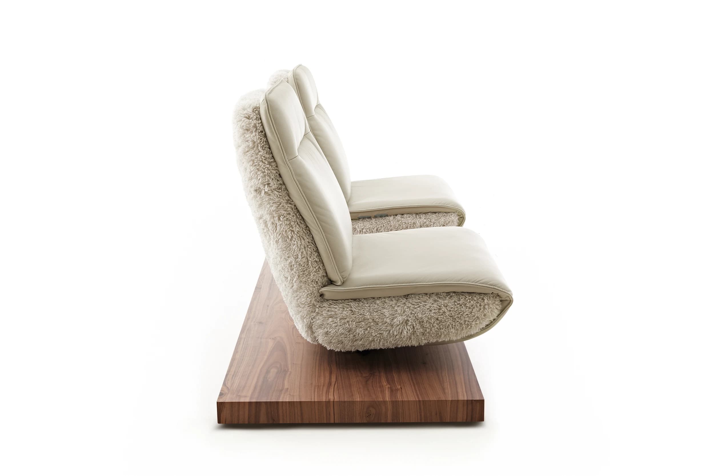 Sofa - 2-Sitzer, Relaxfunktion motorisch, Leder/Stoff Perlmutt