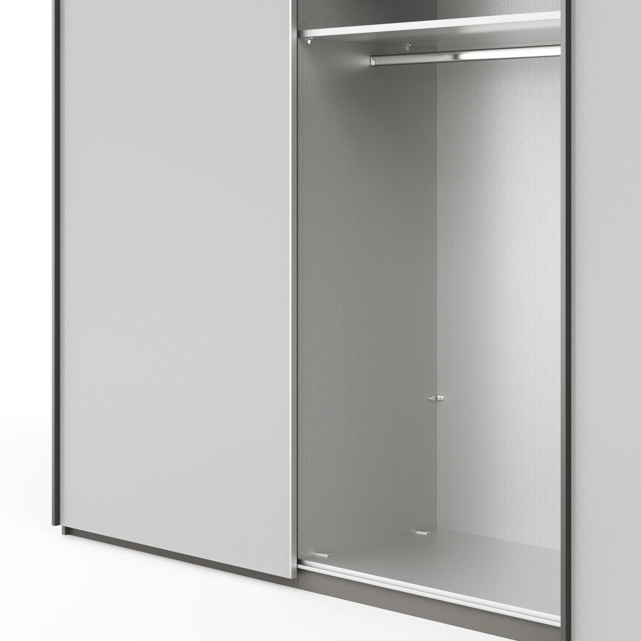 Schwebetürenschrank Marbella - B ca. 300 cm, Glas, Weiß