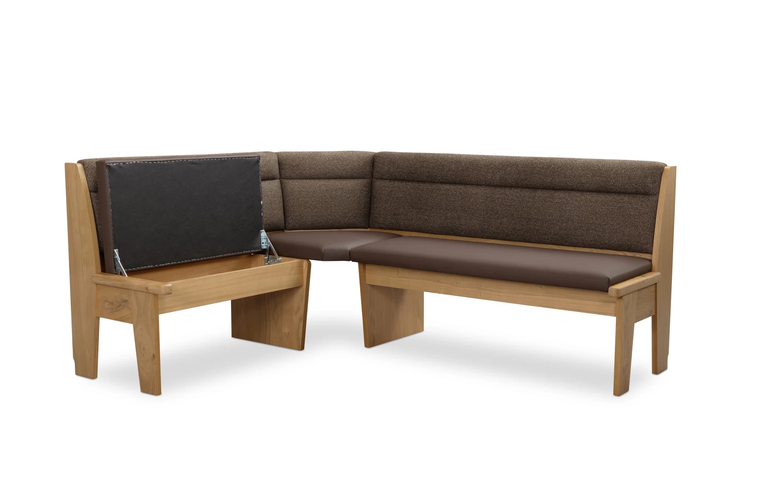 Eckbank - mit Truhe, BT  ca. 185 x 145 cm, Wildeiche furniert, Polyester Braun