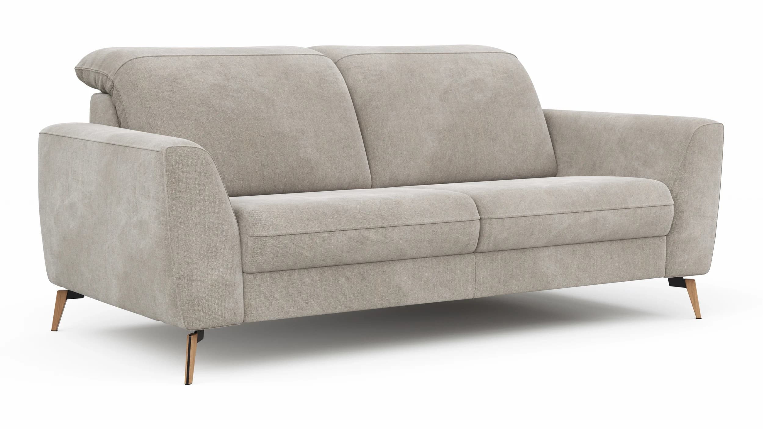 Sofa Tulsa KV - 2,5-Sitzer, inkl. Kopfteilverstellung, Stoff, Graubeige