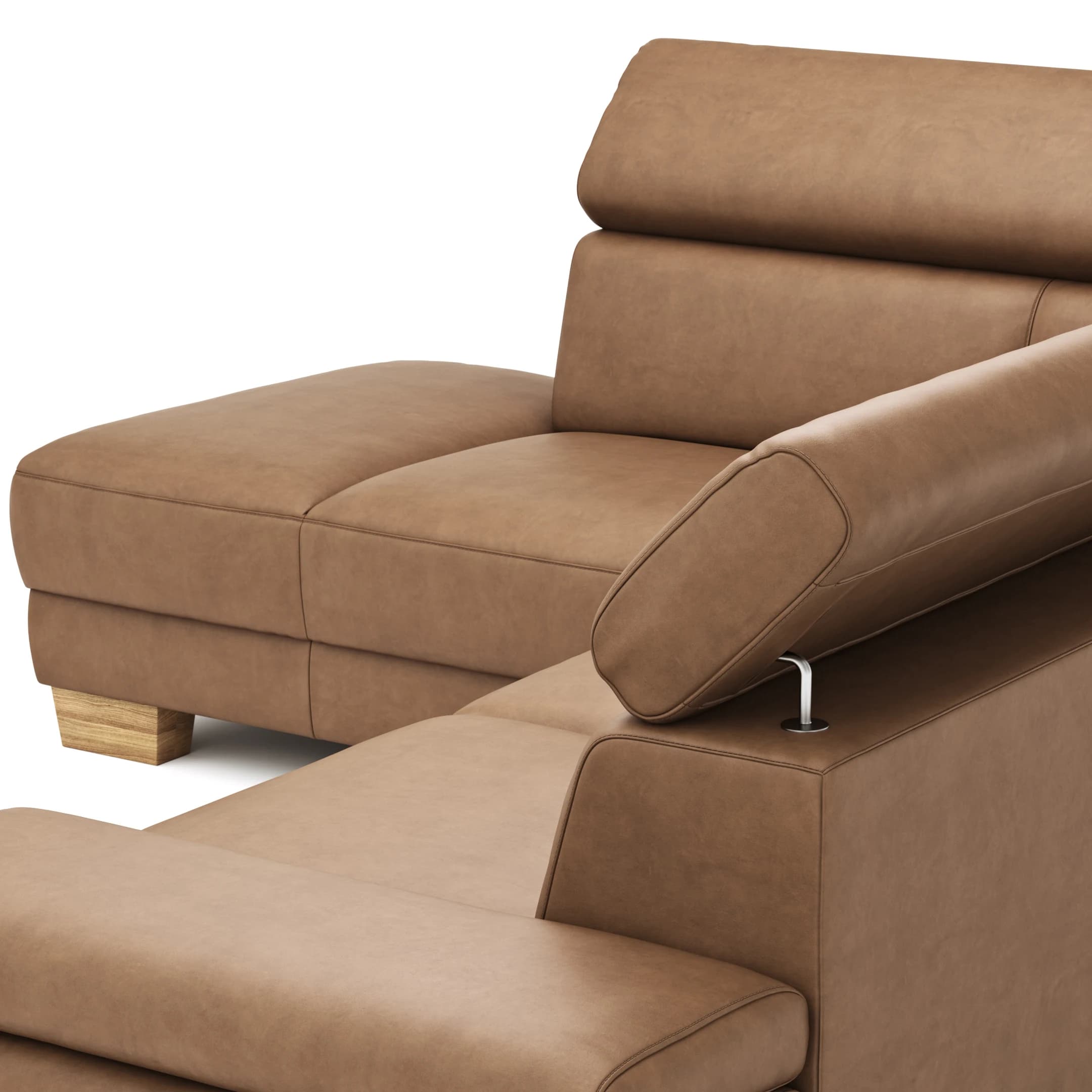 Ecksofa Philadelphia -  Ecke links, 2,5-Sitzer, Kopfteil verstellbar (manuell), Stoff, Braun