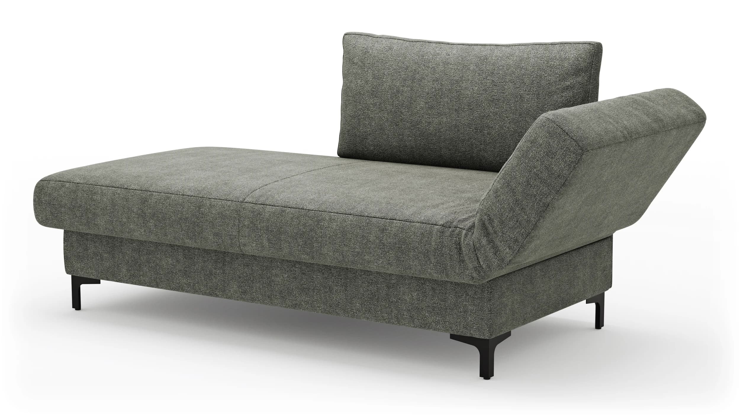 Schlafsofa Verano - Ausrichtung rechts inkl. Schlaffunktion und Bettkasten, Stoff, Grün