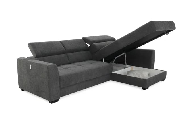 Ecksofa - 2-Sitzer, Ecke rechts, Stoff, Dunkelgrau