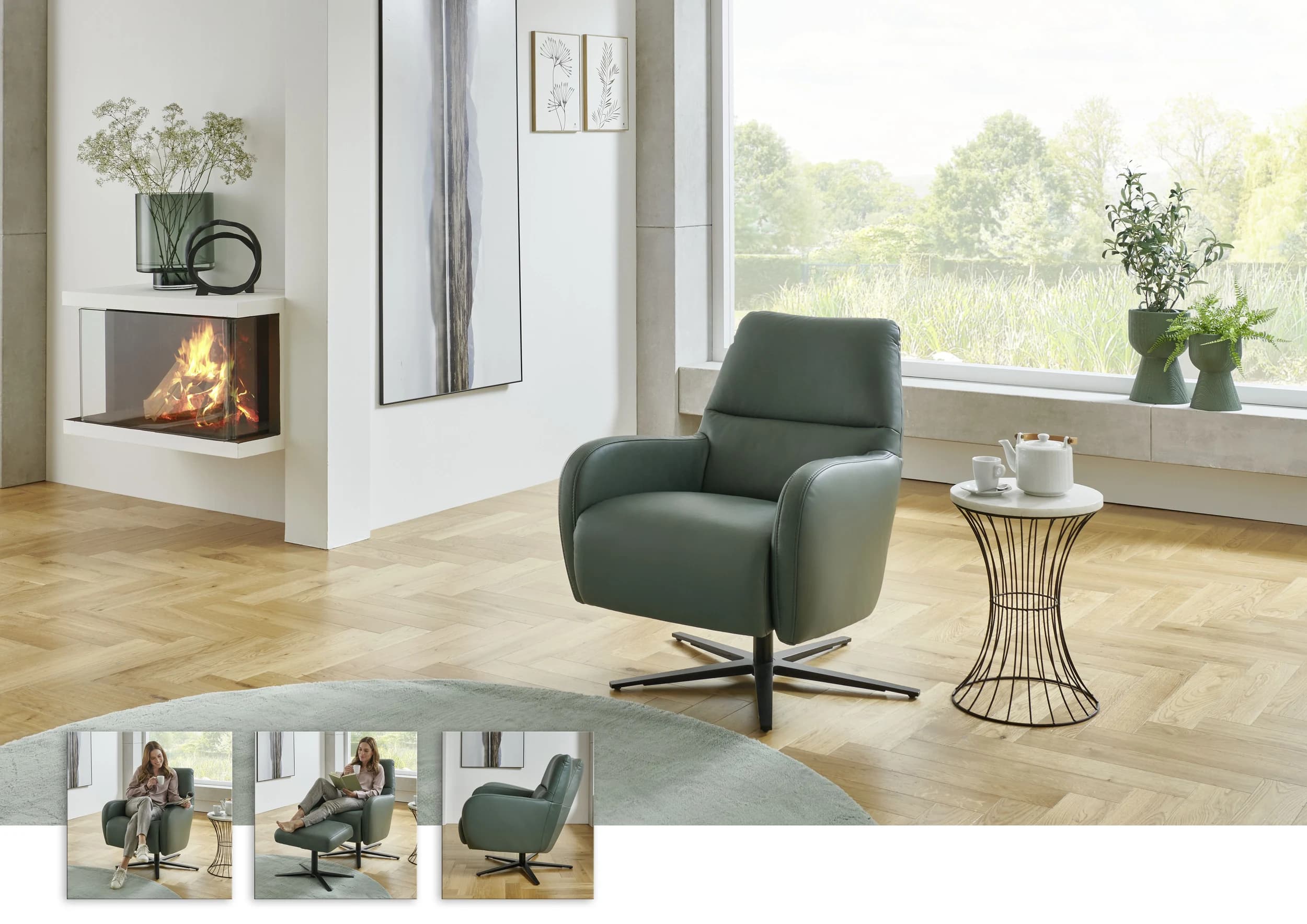 Sessel - drehfunktion, Leder, Opal