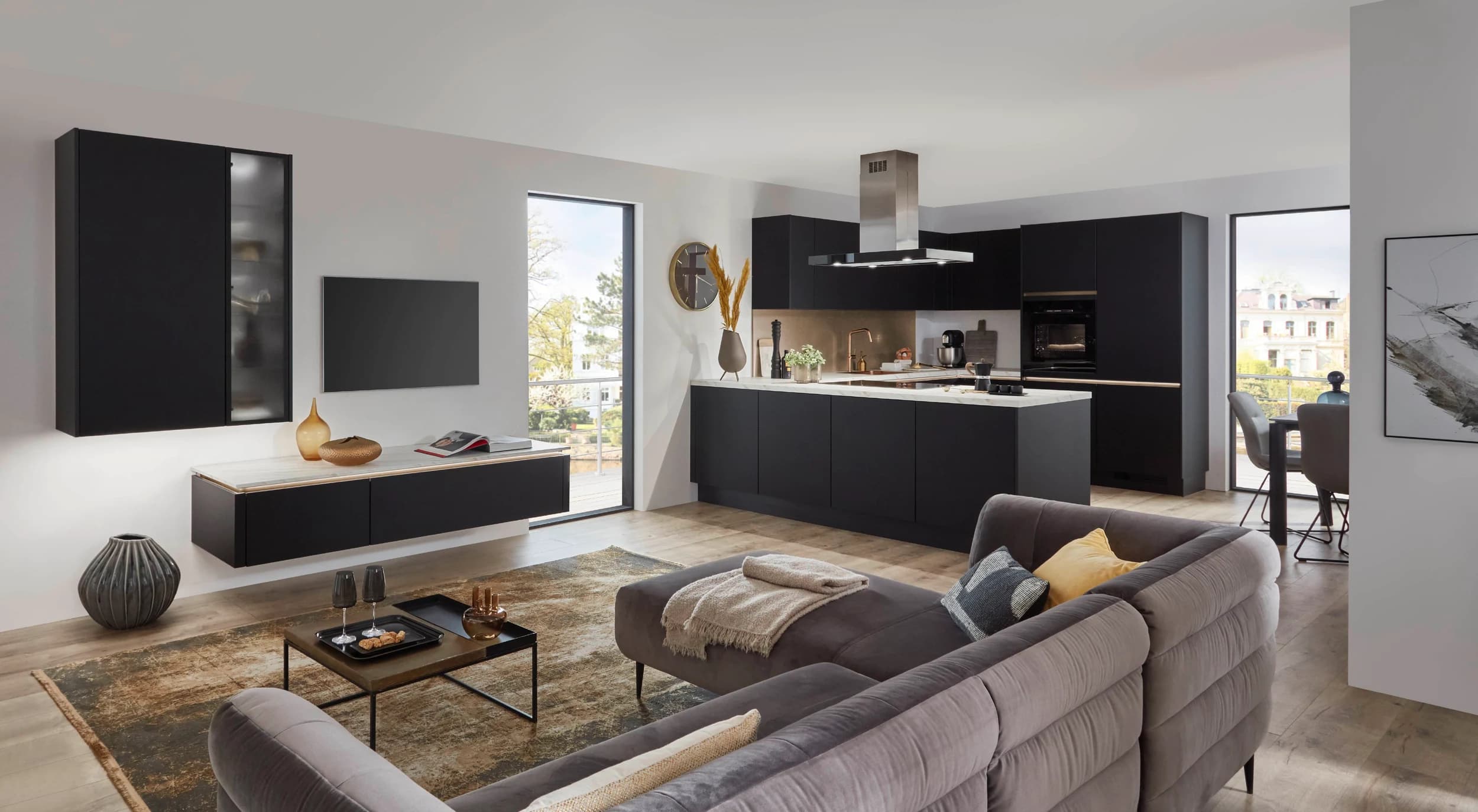 L-Küche 33.170 2 325, schwarz premium matt