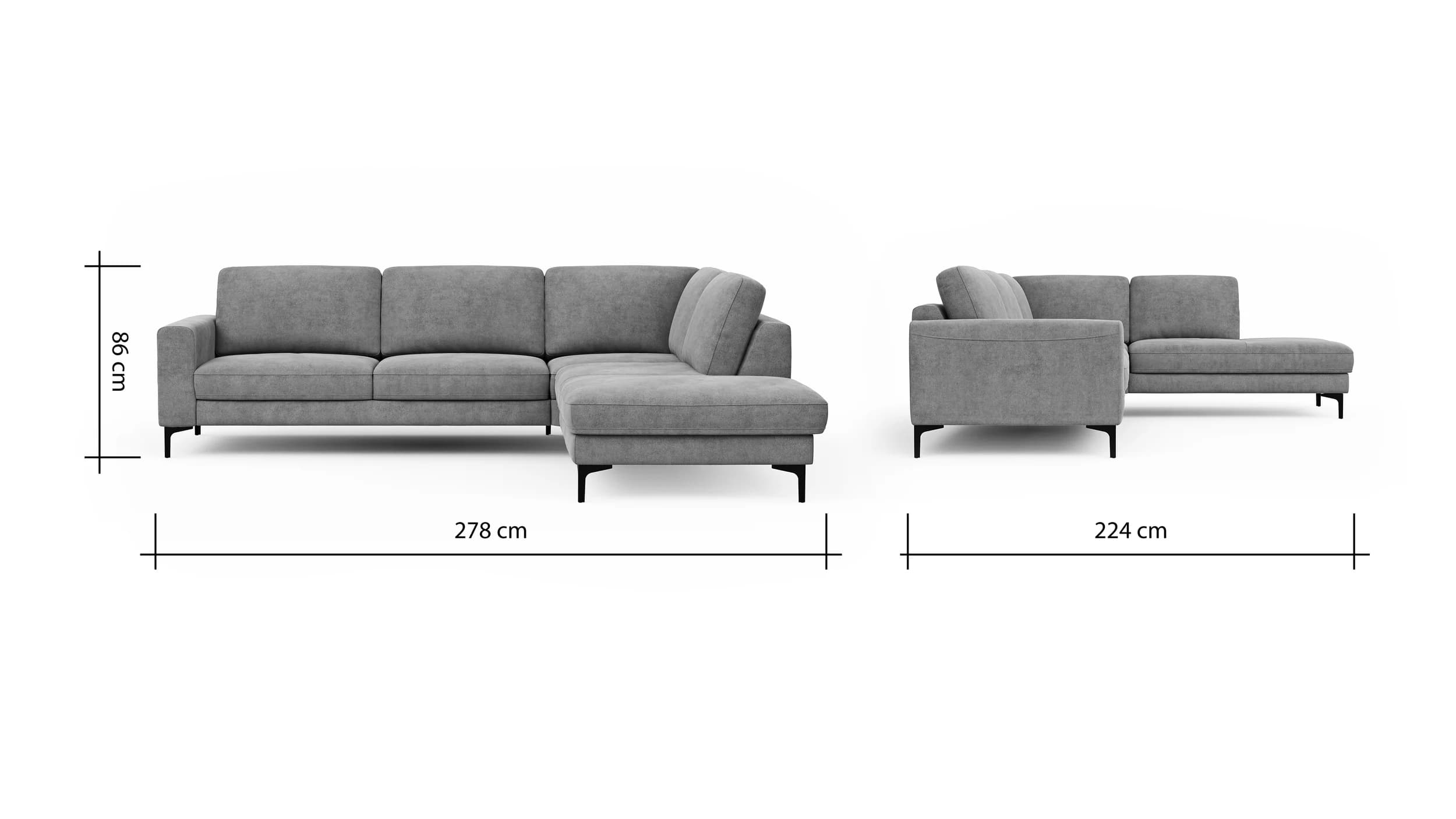 Ecksofa Oviedo - Ecke links mit 2,5-Sitzer, Stoff, Natur