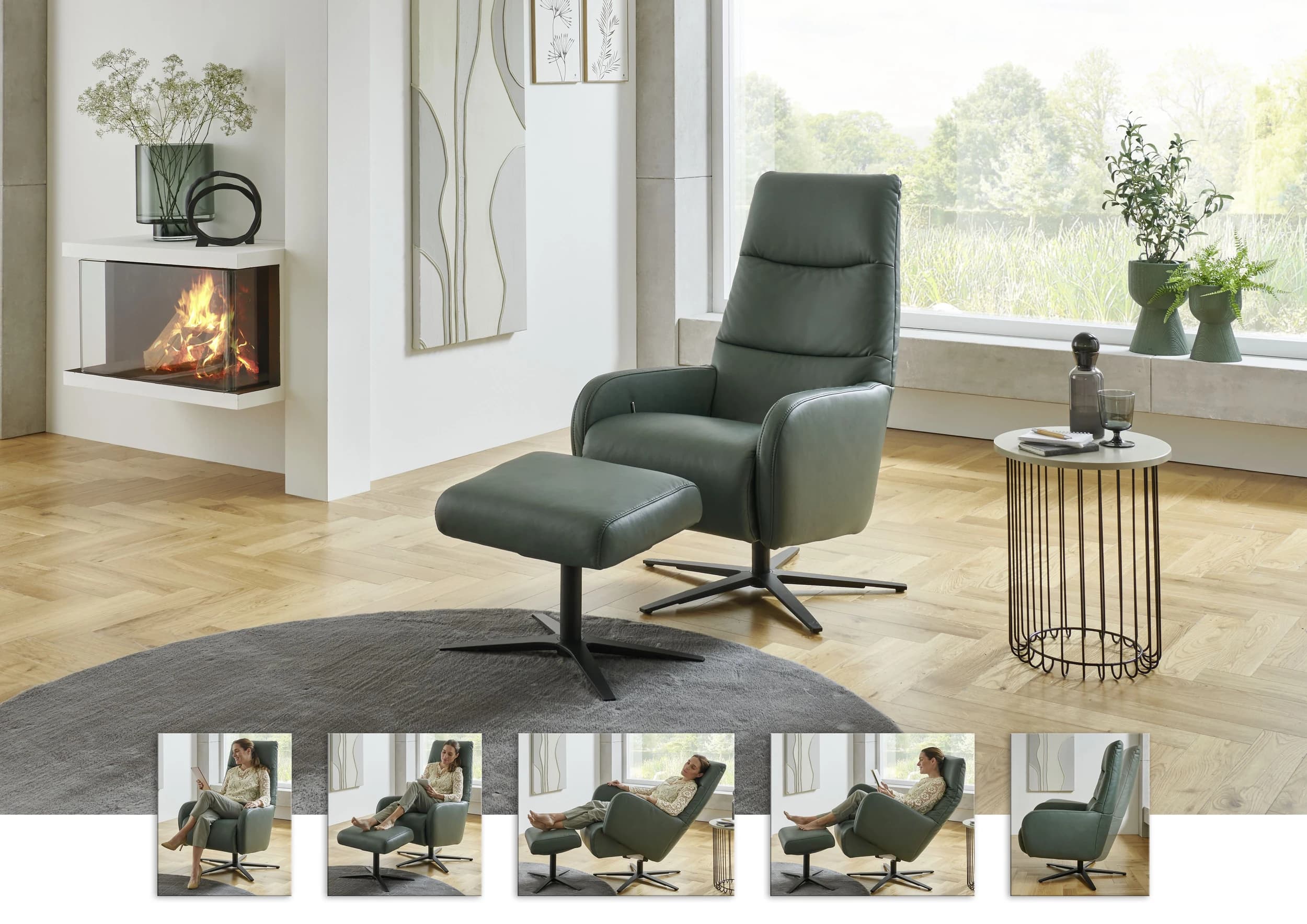 Sessel - drehbar, Kopfteil verstellbar, Leder, Opal