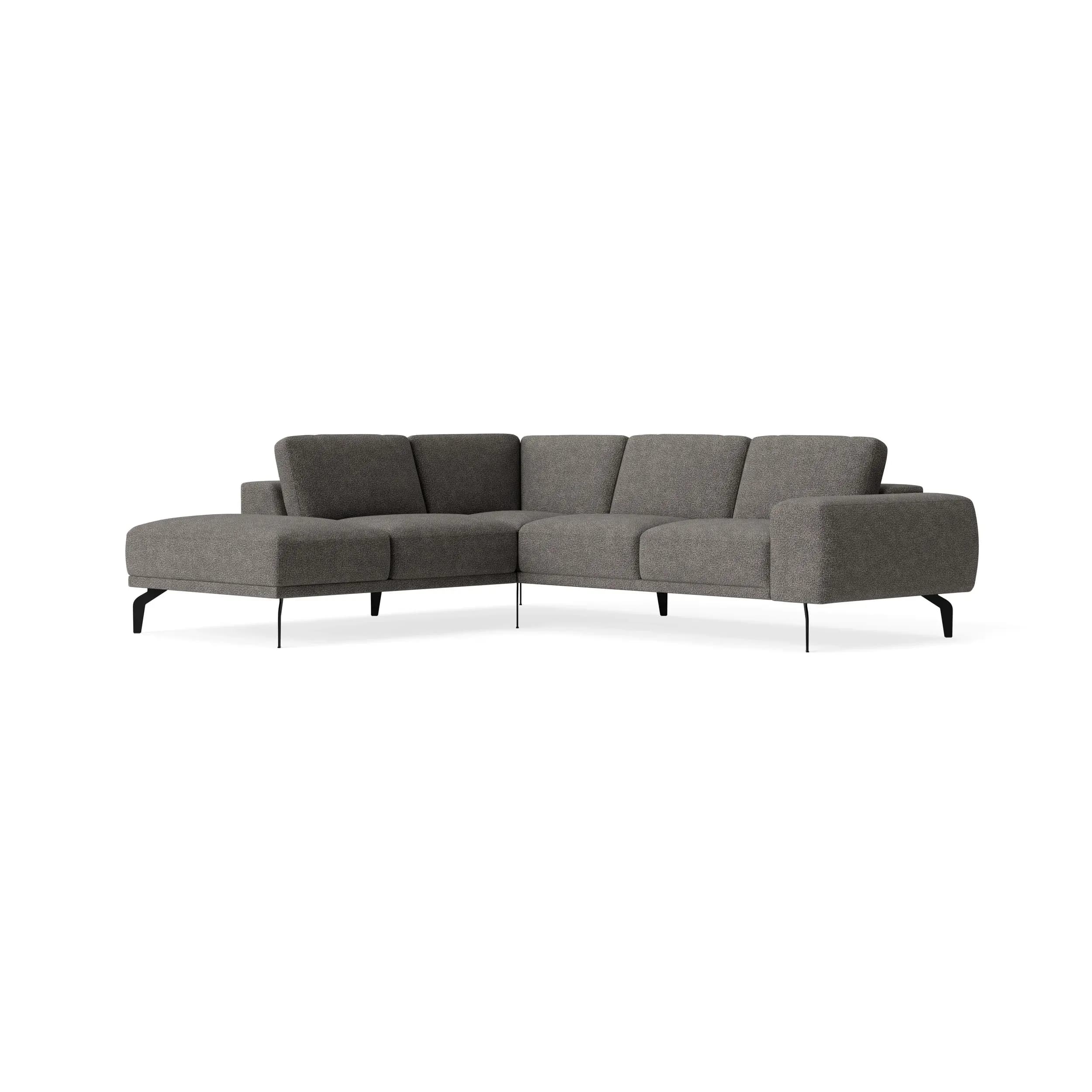 Ecksofa Benissa - Ecke und Abschlussteil mit 2,5-Sitzer rechts inkl. Rückenlehne verstellbar, Stoff, Dunkelgrau