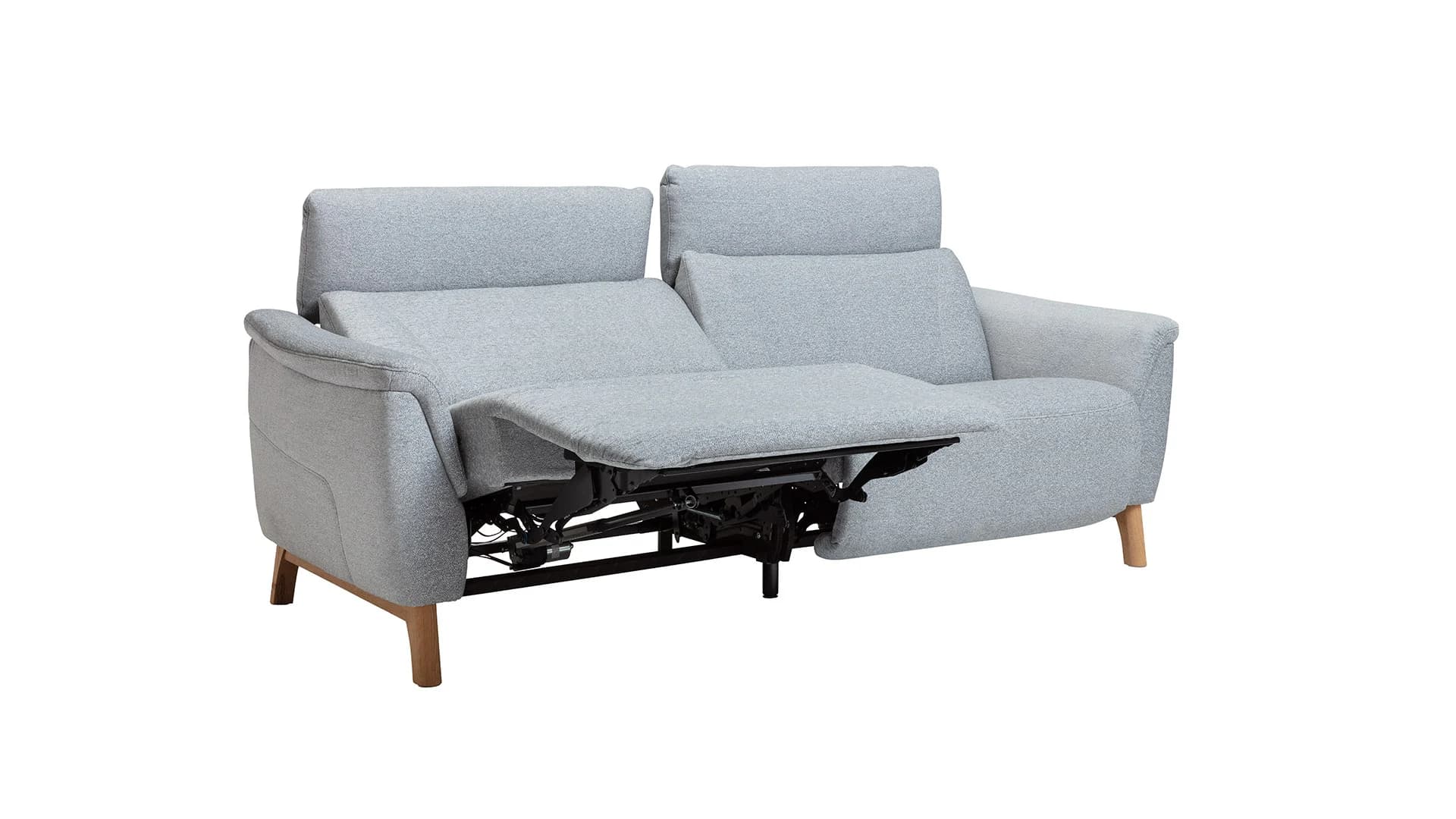 Sofa Nevin - 3-Sitzer, inkl. Relaxfunktion und Kopfteilverstellung (motorisch), Stoff, Silbergrau 
