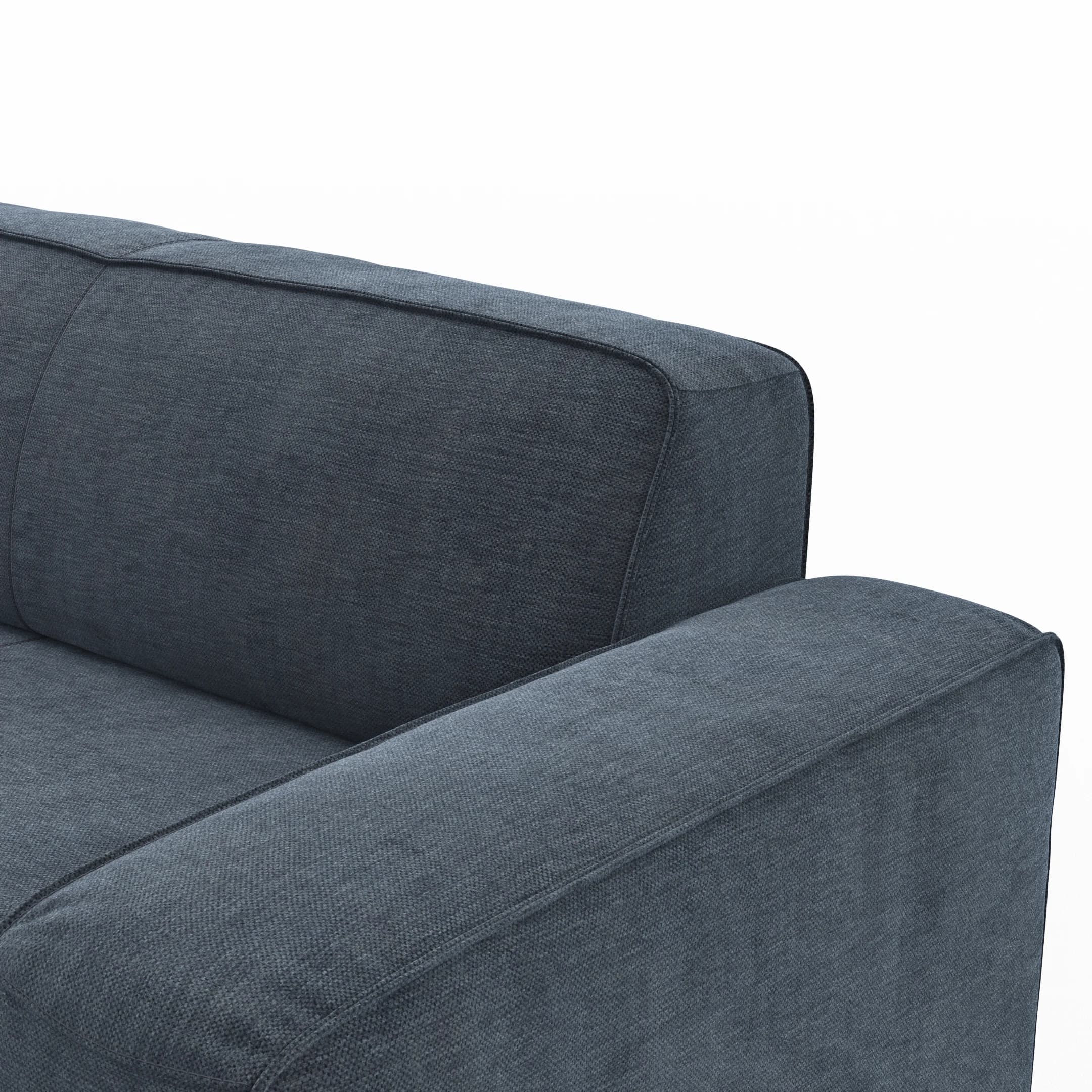 Ecksofa Denver - Longchair links mit 2-Sitzer, Stoff, Blau