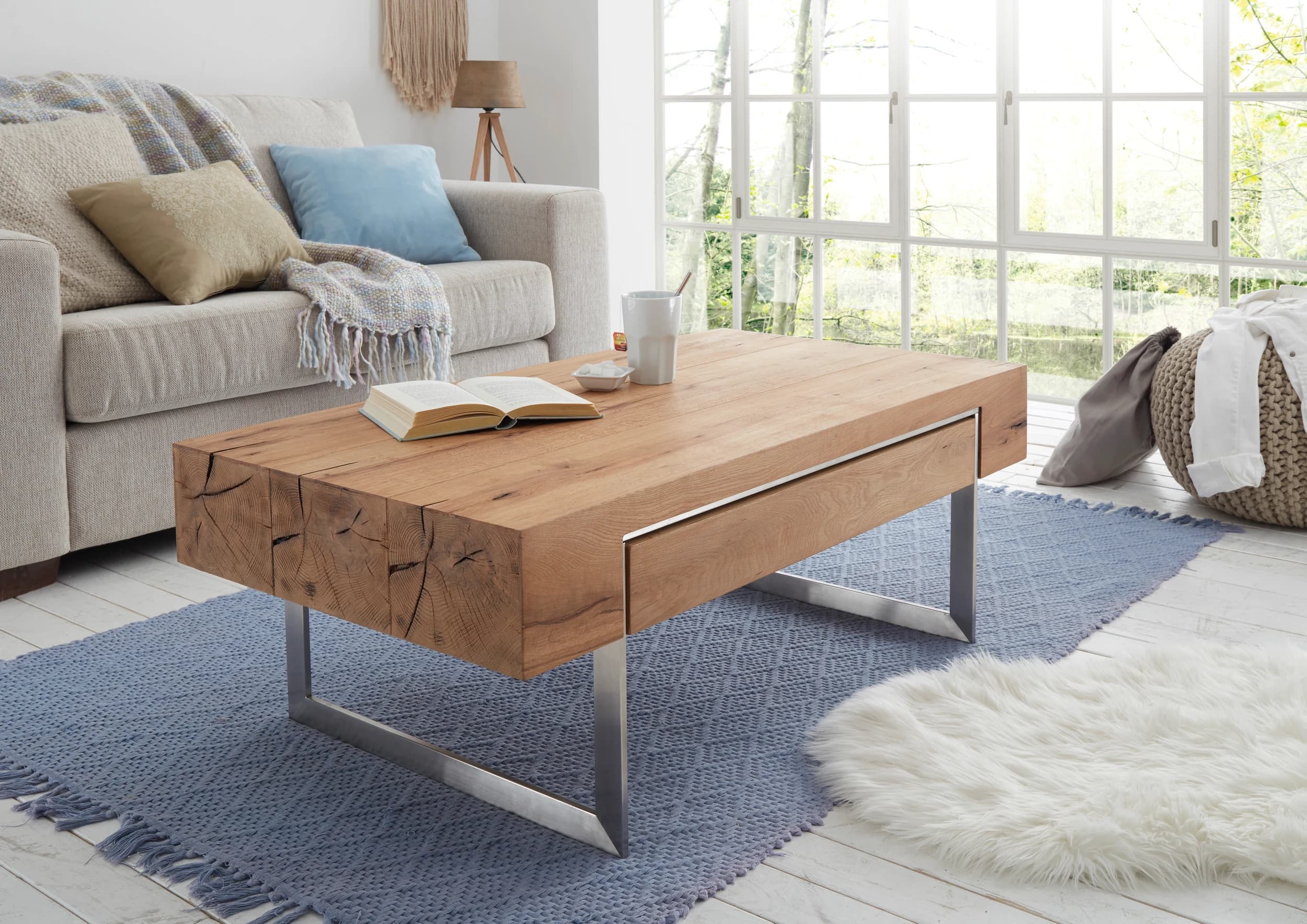 Couchtisch - Schubkasten, LBH ca. 110x60x40 cm, Eiche Furnier