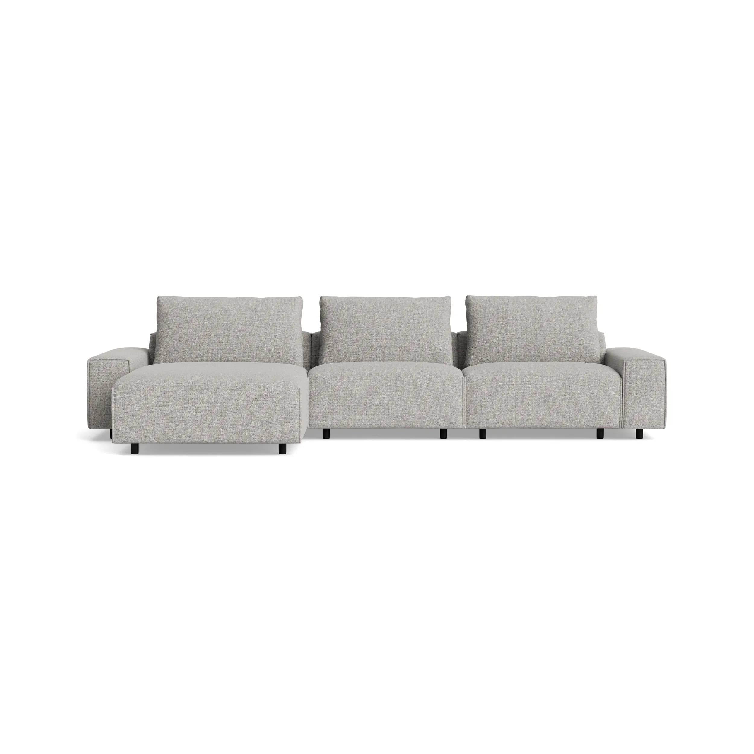 Ecksofa Serava - Longchair links mit 2,5-Sitzer, inkl. Relaxfunktion, Stoff, Grau
