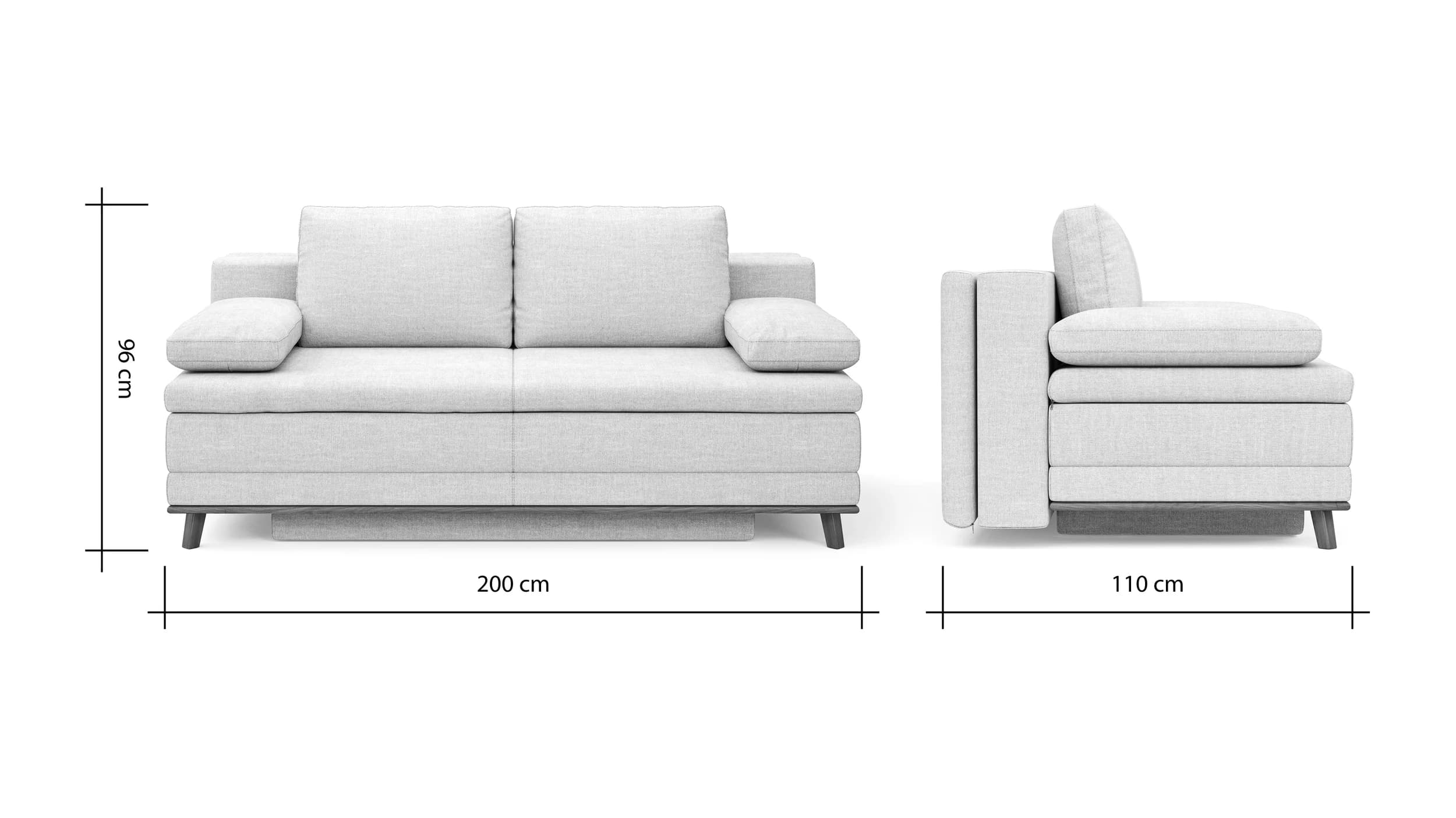 Sofa Lakeville 2 - 2-Sitzer inkl. Schlaffunktion mit Bettkasten, Stoff, Braun