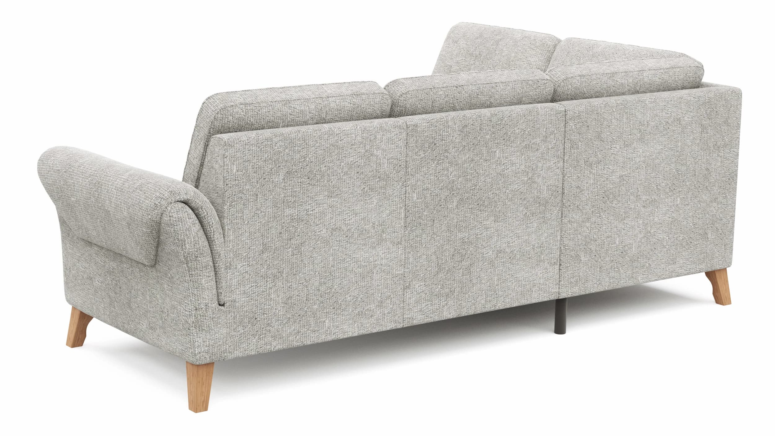 Ecksofa Almyra - Ottomane links mit 2,5-Sitzer, Stoff, Silbergrau
