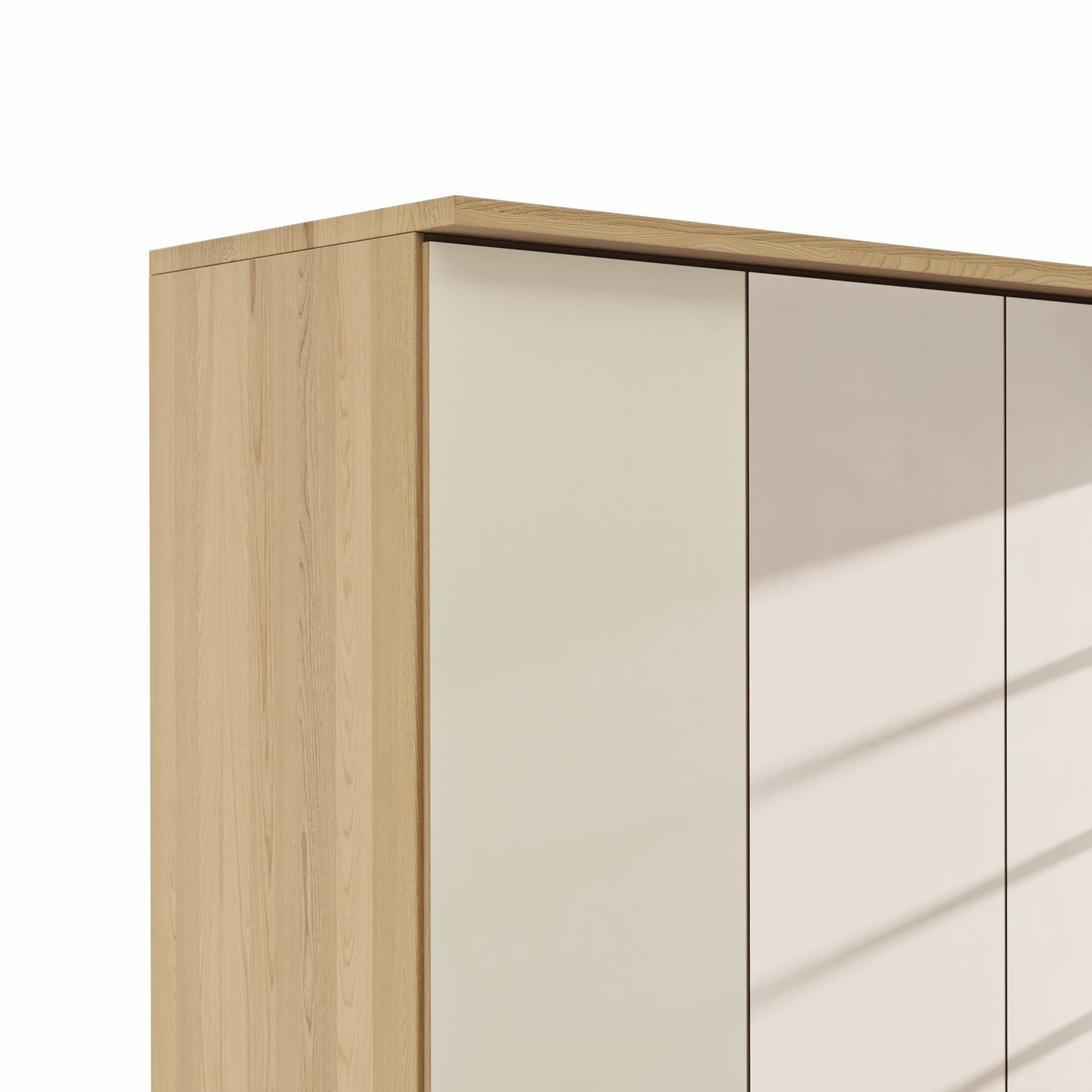 Drehtürenschrank Lenoso - B. ca. 200 cm, Glas Champagner, Spiegel