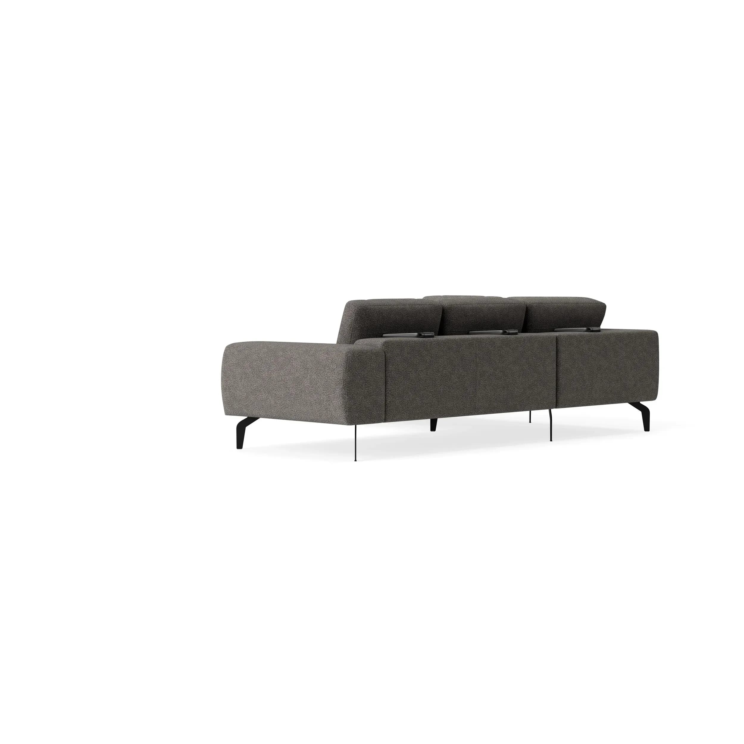 Ecksofa Benissa - Ecke und Abschlussteil mit 2,5-Sitzer rechts inkl. Rückenlehne verstellbar, Stoff, Dunkelgrau