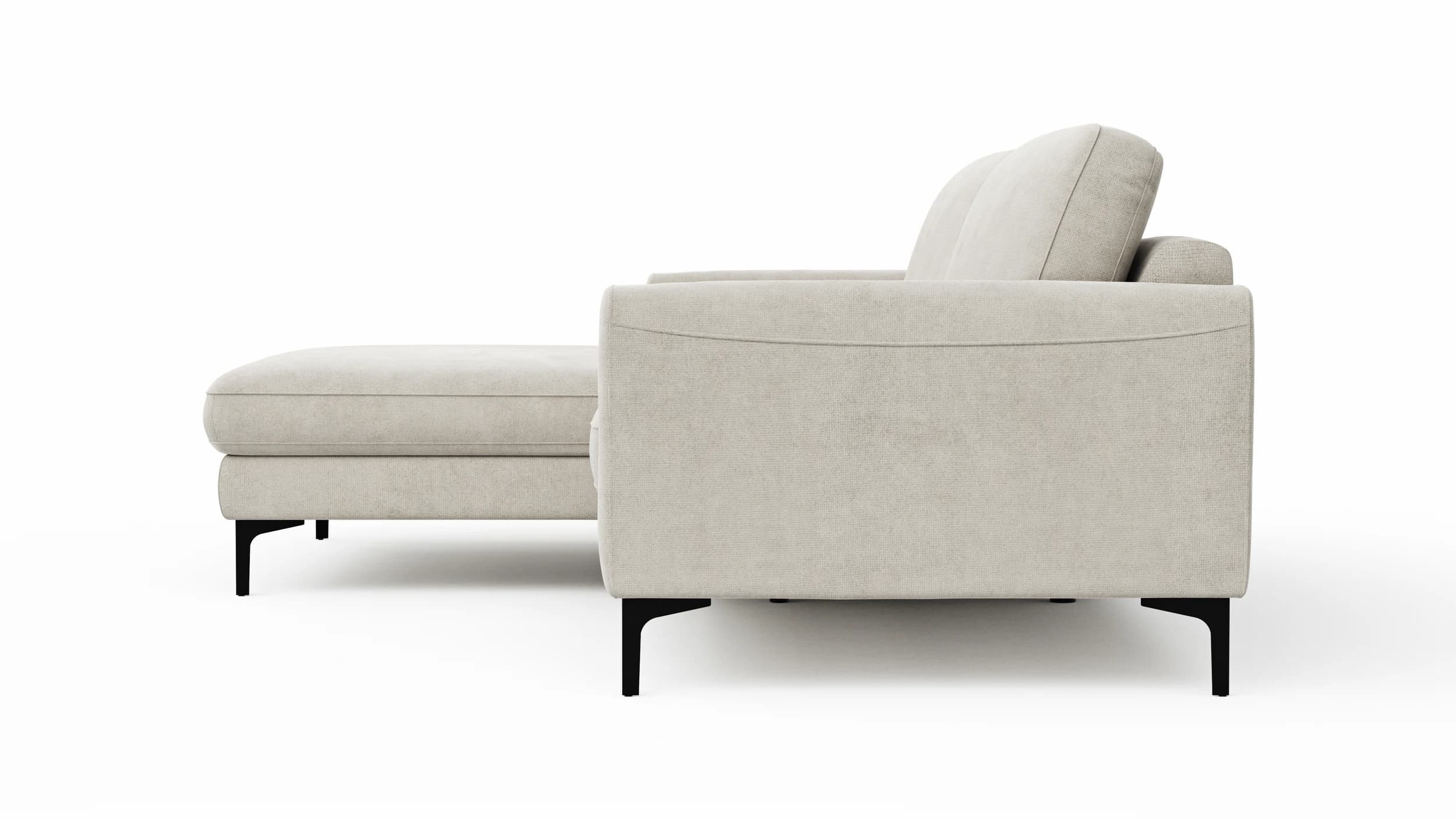 Ecksofa Oviedo - Longchair links mit 1,5-Sitzer inkl. Relaxfunktion (motorisch), Stoff, Natur